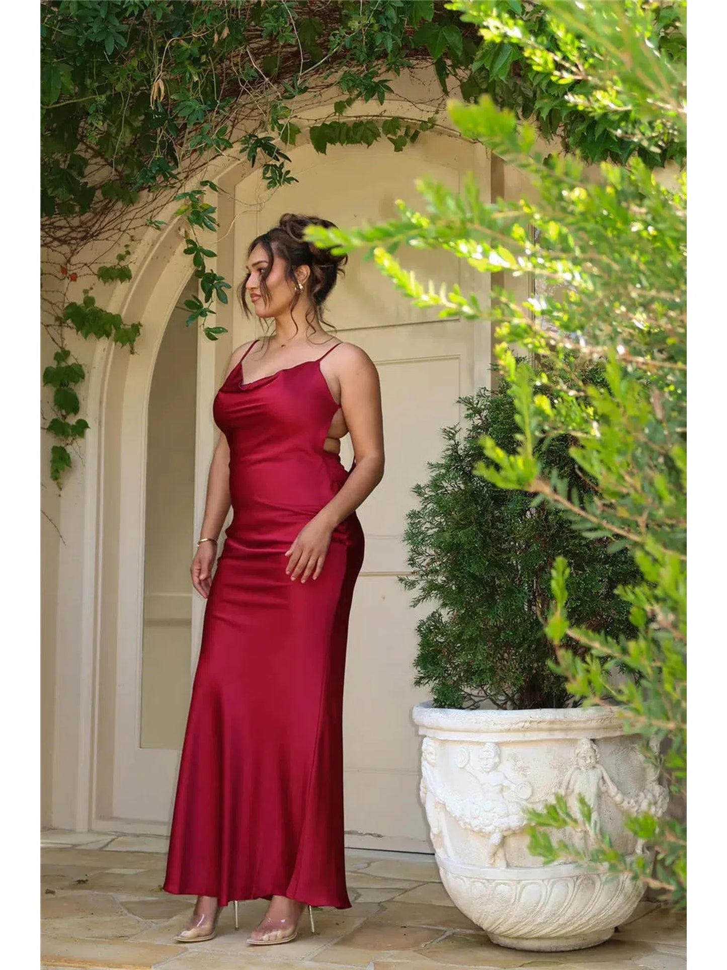 Floral Draped Backless Maxi Dress For Women Elegant Evening