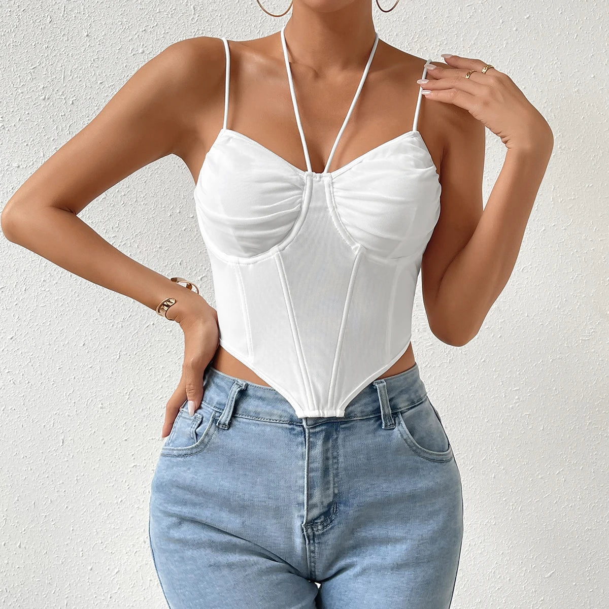 Sleeveless Backless Strappy Crop Top