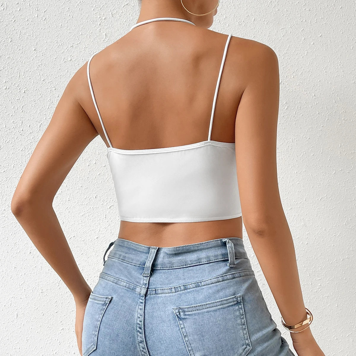 Sleeveless Backless Strappy Crop Top