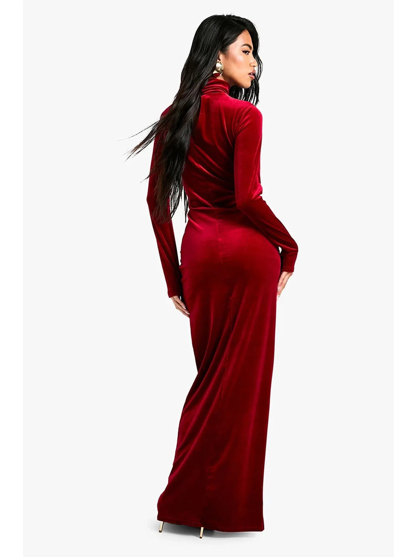 Velvet Long Sleeve Bodycon Maxi Dress for Women