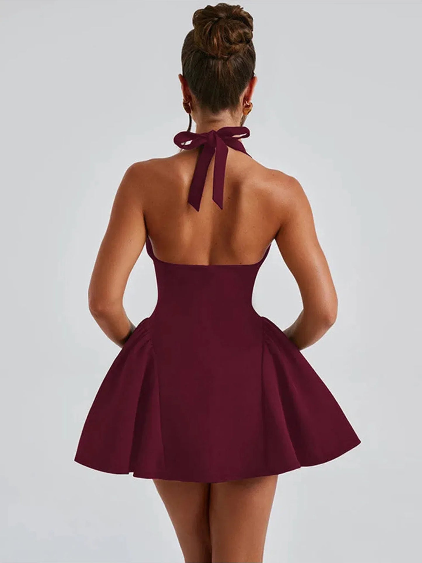 Deep V Neck Backless Mini Dress