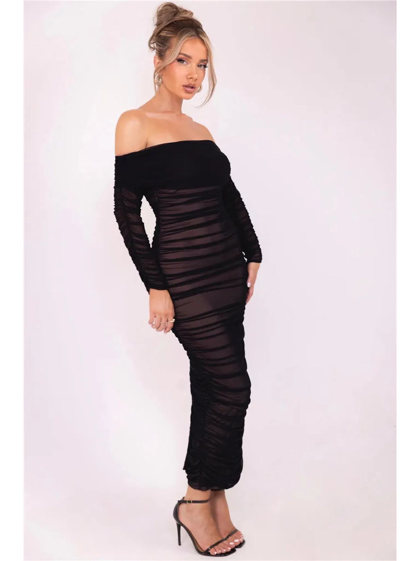 Off-Shoulder Long Sleeve Sexy Maxi Dress for Women