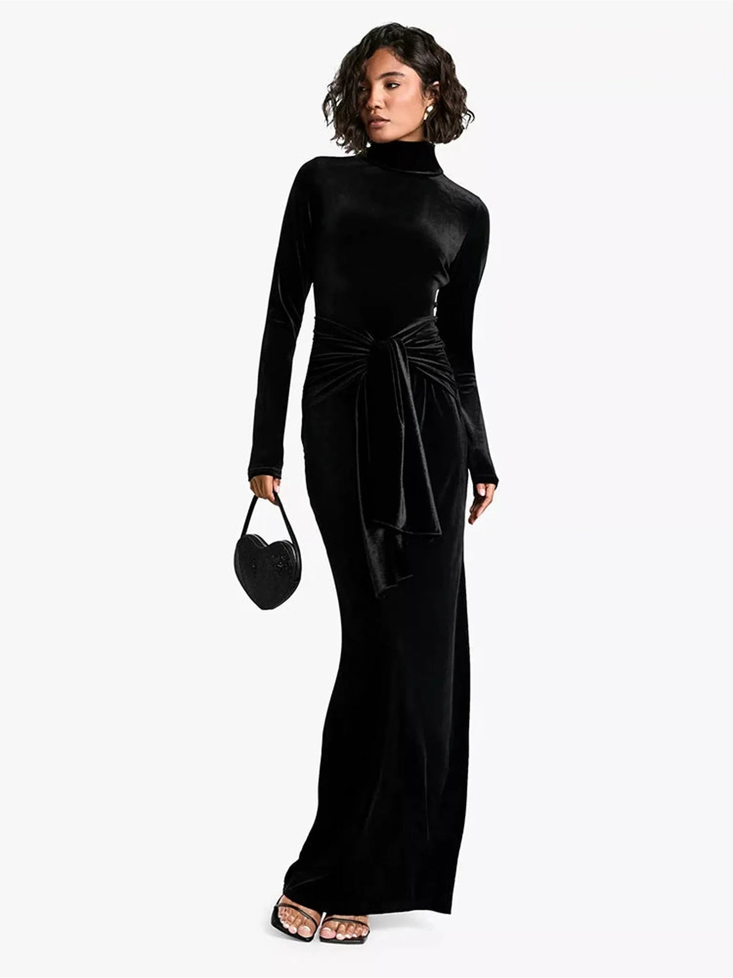 Velvet Long Sleeve Bodycon Maxi Dress for Women