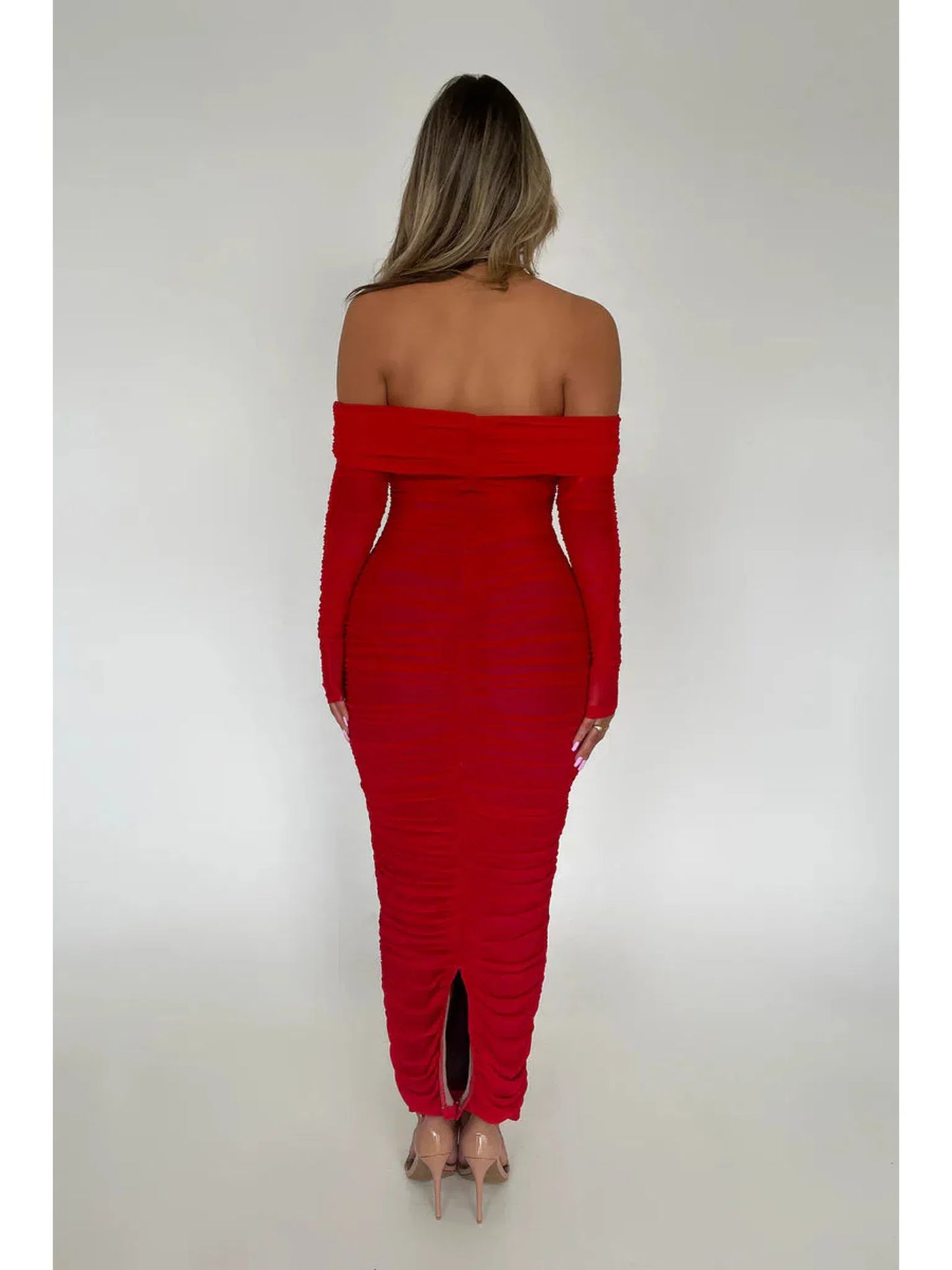 Off-Shoulder Long Sleeve Sexy Maxi Dress for Women