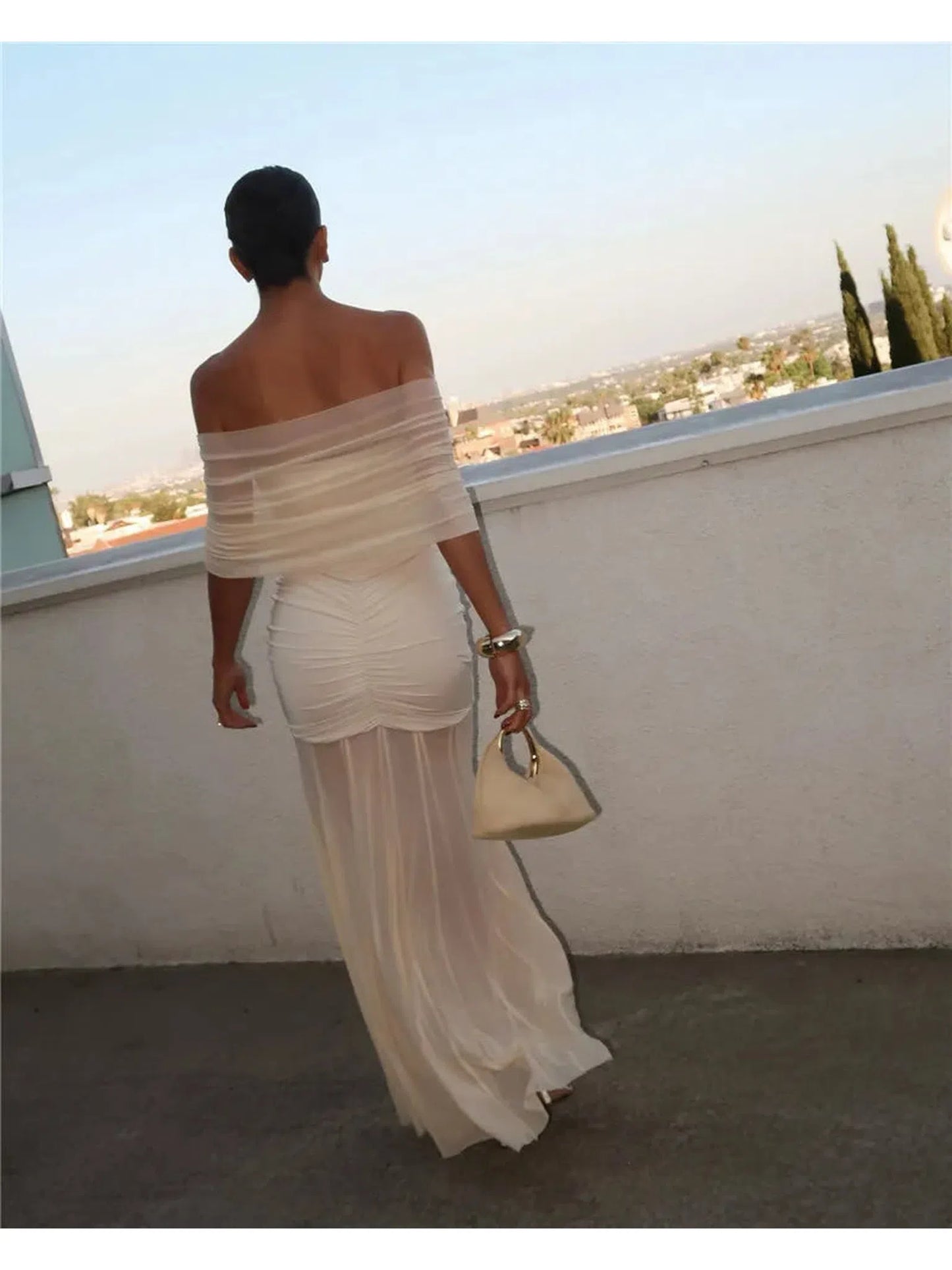 Elegant Backless Off-Shoulder Maxi Dress for Women