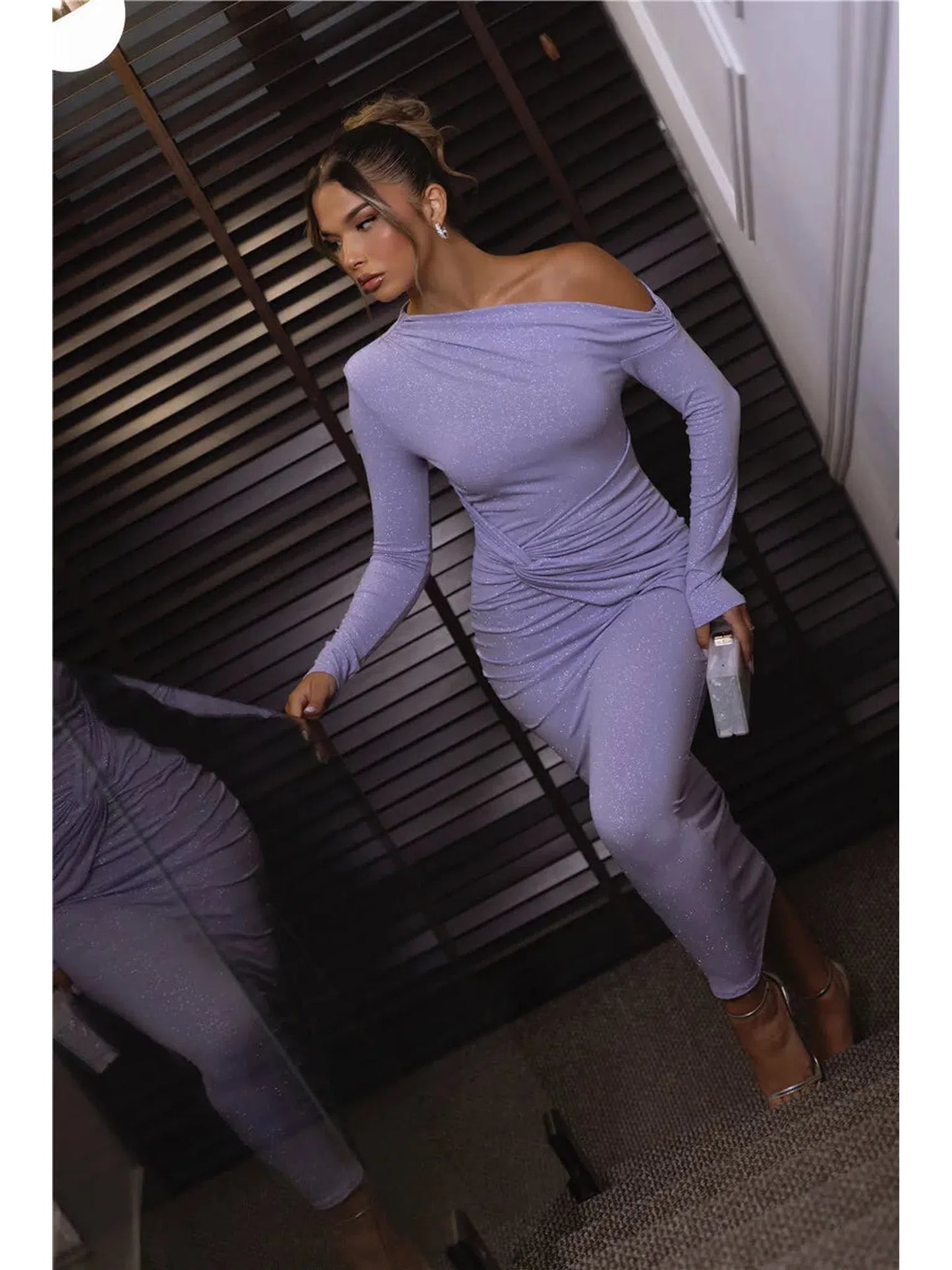 Sparkle Long Sleeve Bodycon Maxi Dress