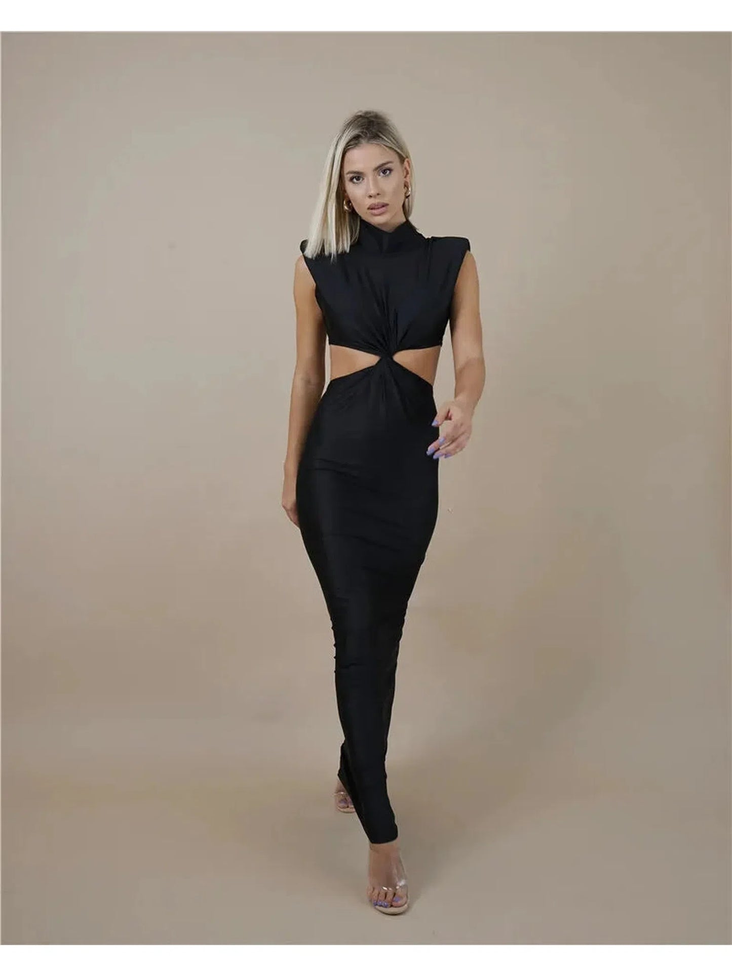 Hollow Out Turtleneck Sexy Maxi Dress for Women