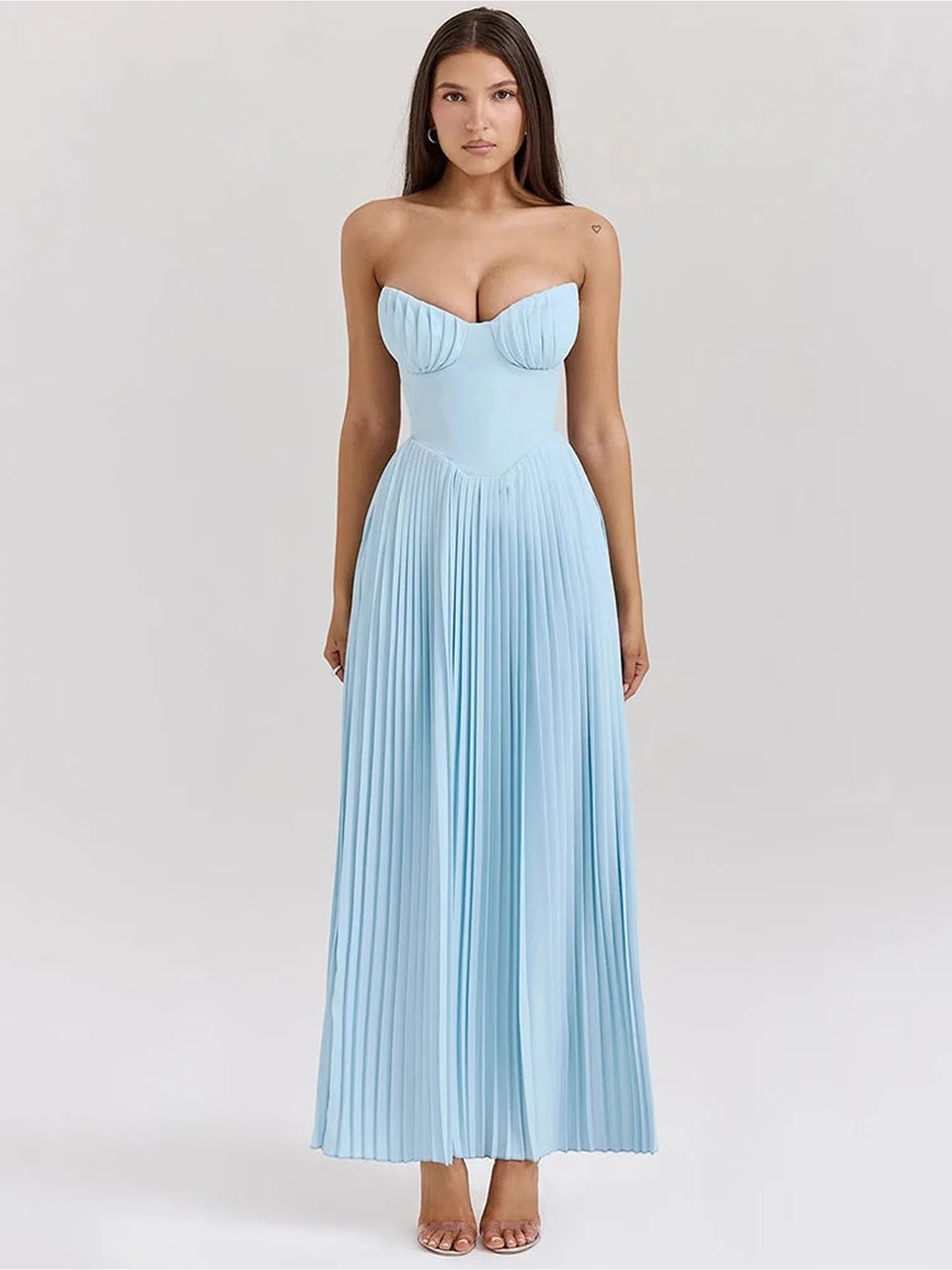 Off-Shoulder Backless Pleated Maxi Dress for Women