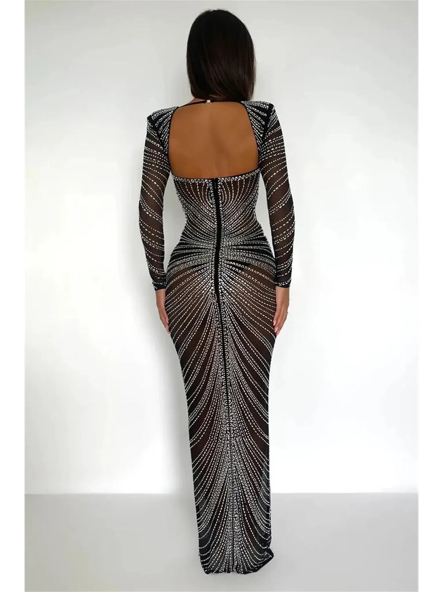 Glitter Mesh See Through Party Maxi Dress for Women