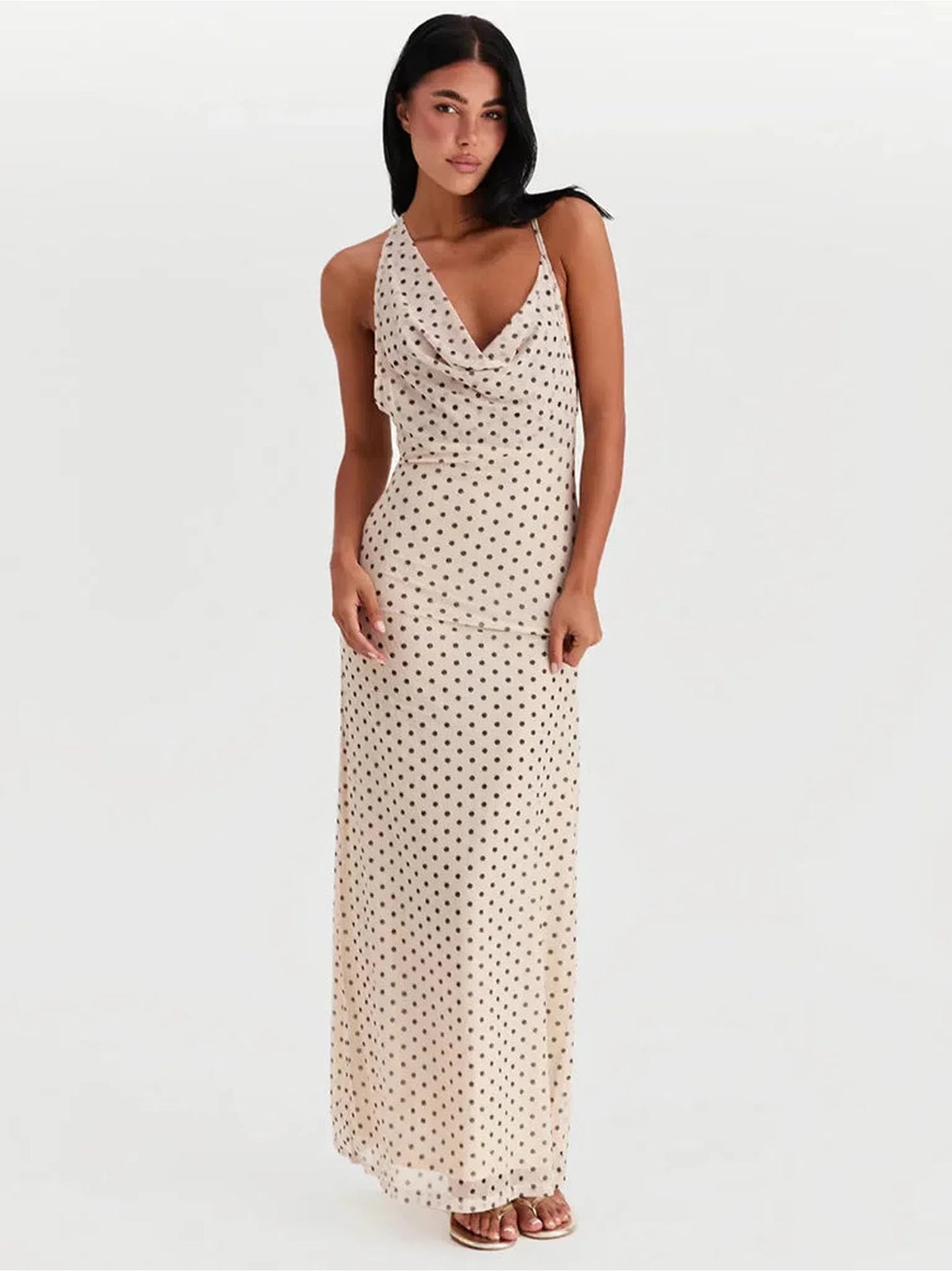 Polka Dot Spaghetti Strap Bodycon Dress for Women