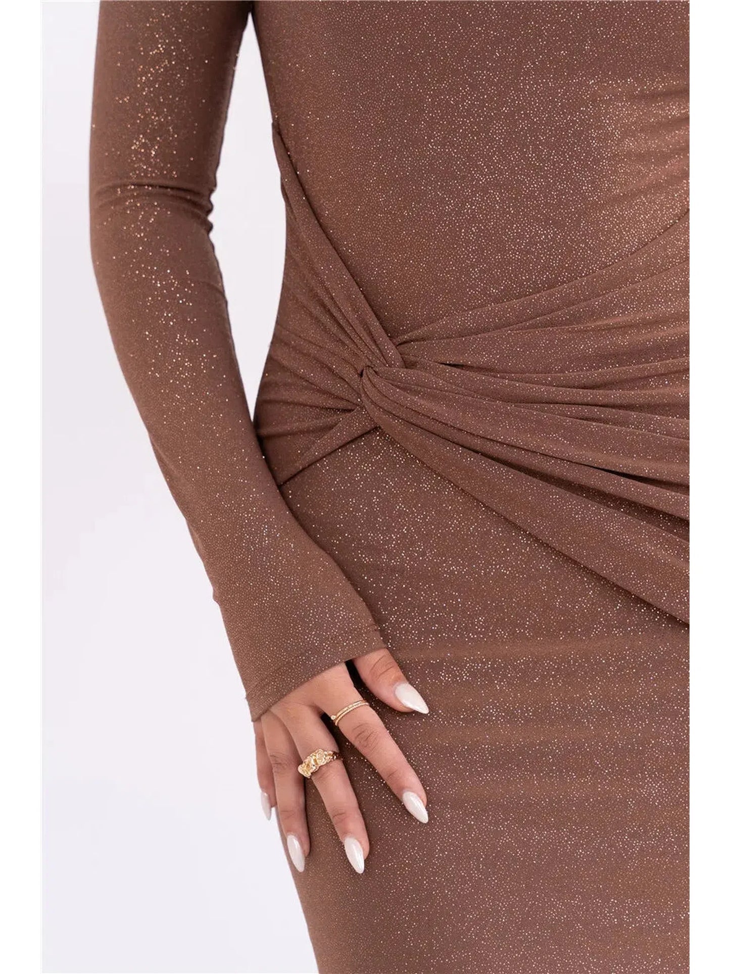 Sparkle Long Sleeve Bodycon Maxi Dress