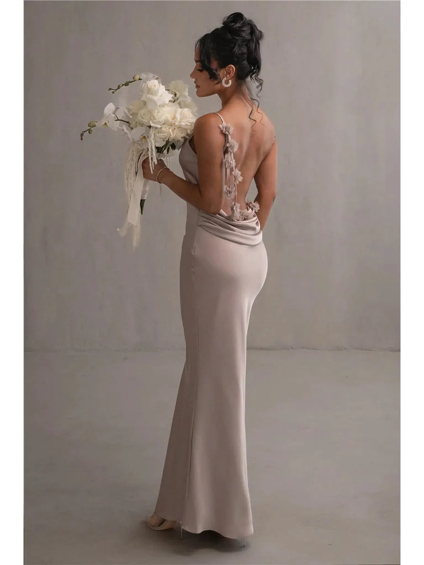 Floral Draped Backless Maxi Dress For Women Elegant Evening