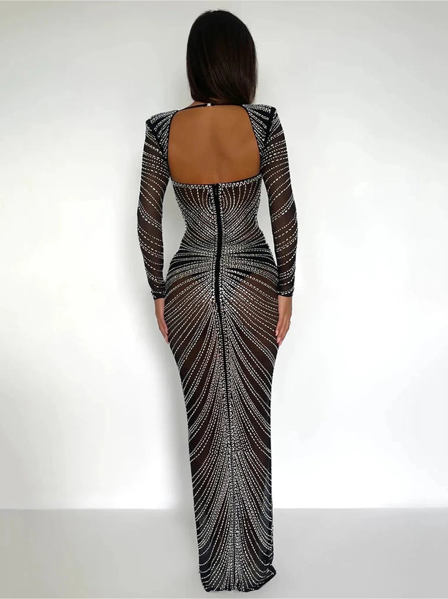 Glitter Mesh See Through Party Maxi Dress for Women