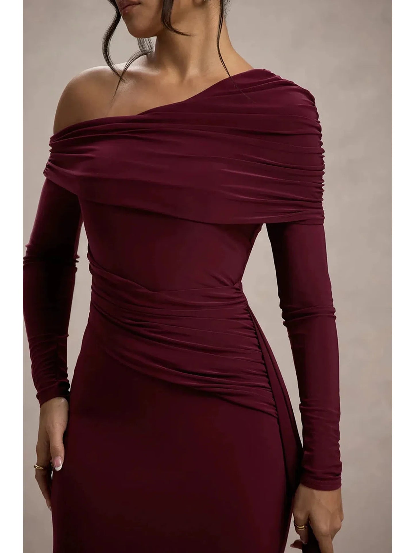 Skew Collar Long Sleeve Sexy Maxi Dress For Women