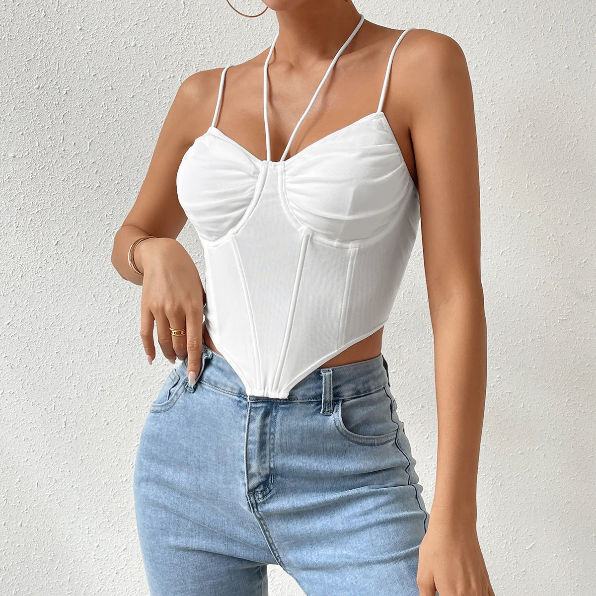 Sleeveless Backless Strappy Crop Top