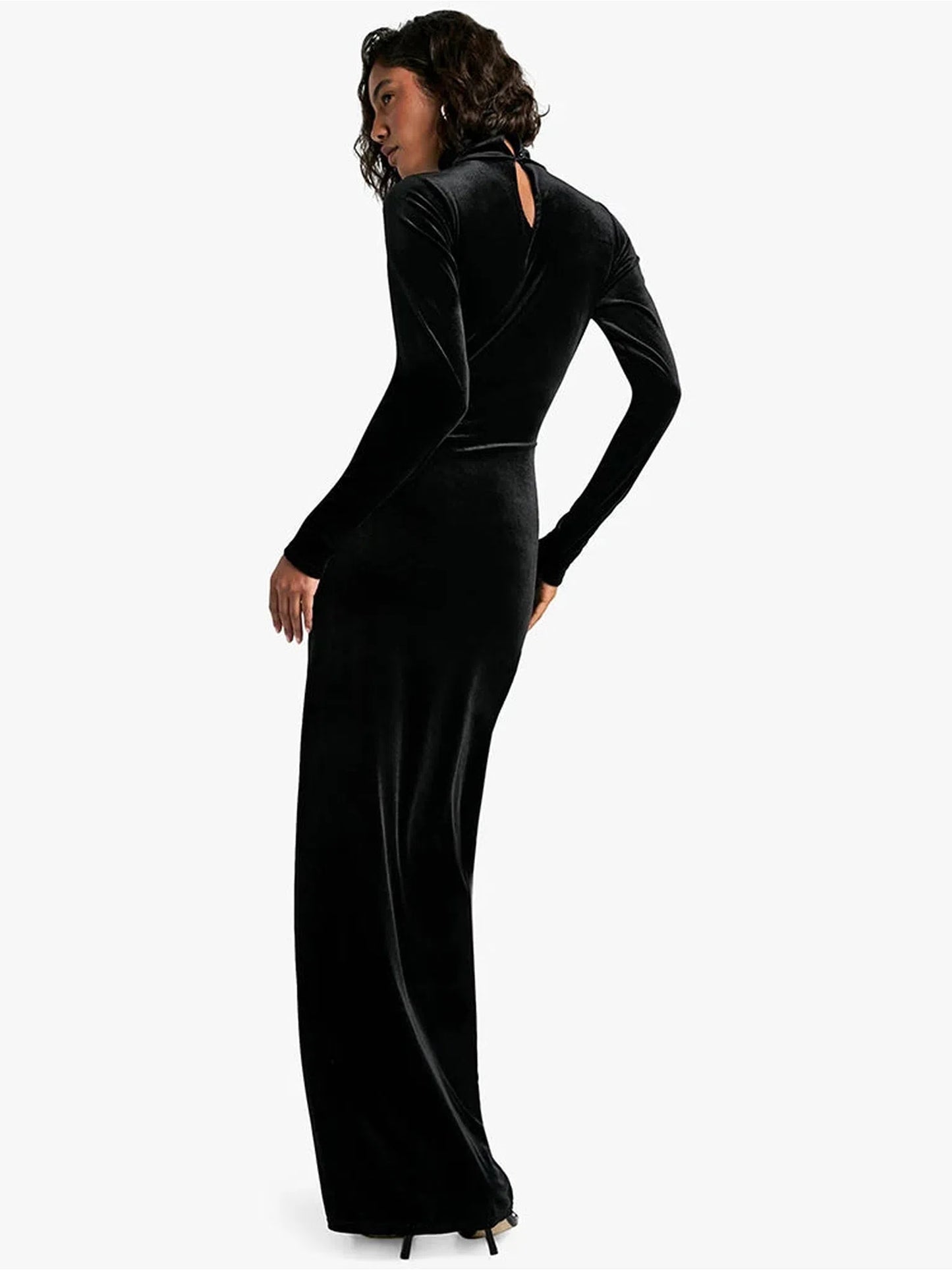 Velvet Long Sleeve Bodycon Maxi Dress for Women