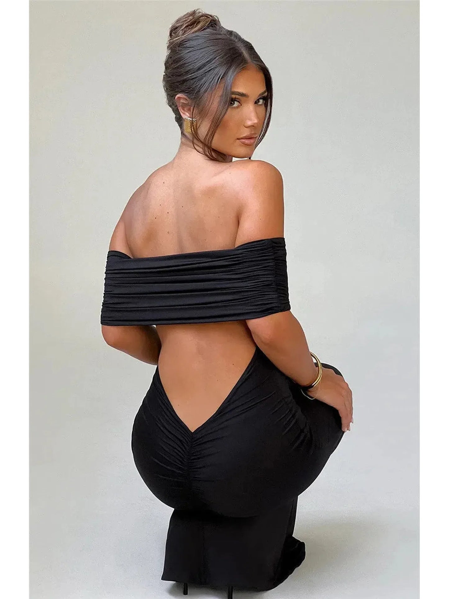 Strapless Backless Sexy Maxi Dress for Women Black