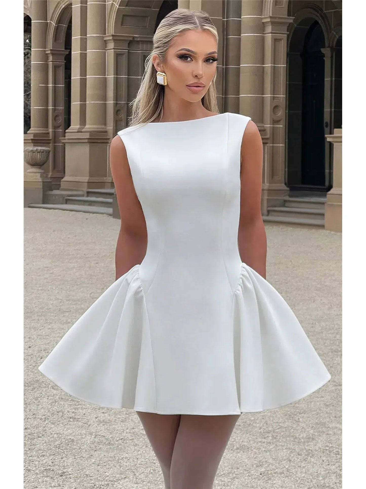 Backless High Waist A-Line Mini Dress For Women