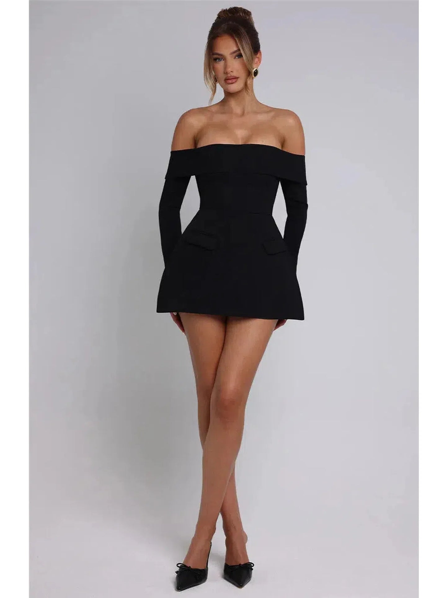 Off-Shoulder A-Line Mini Dress