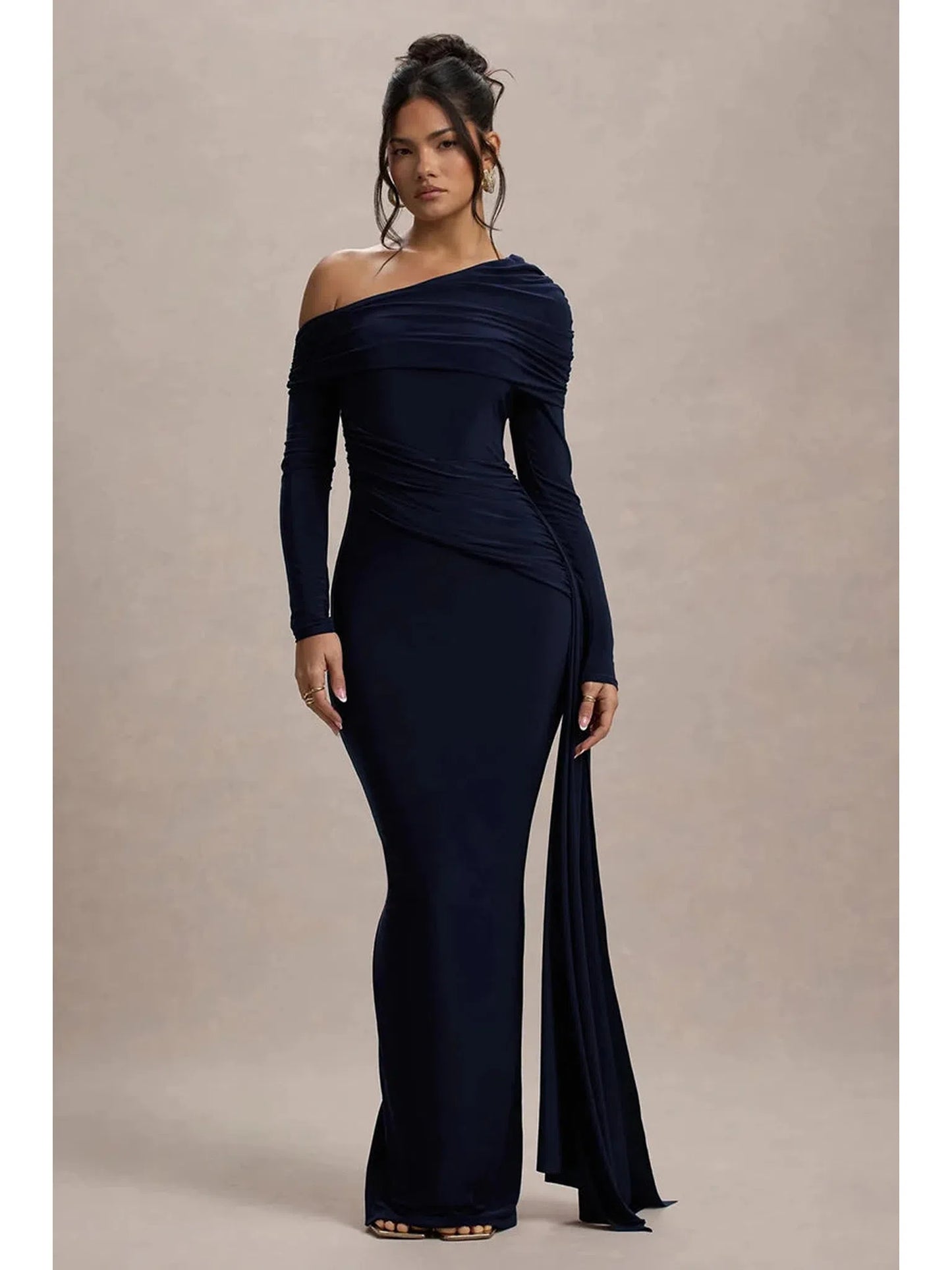 Skew Collar Long Sleeve Sexy Maxi Dress For Women