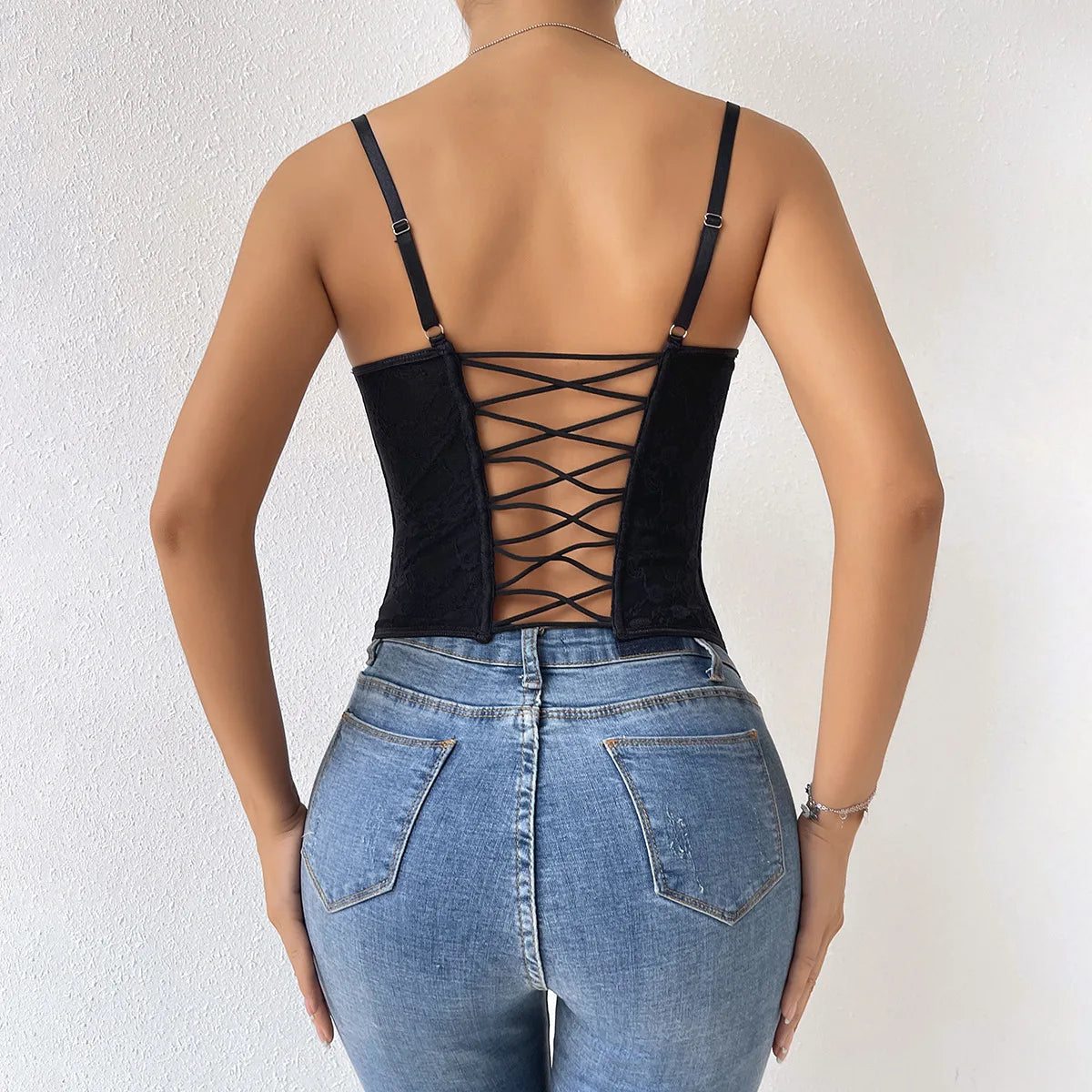 Backless Lace Halter Shapewear Bodysuit for Women