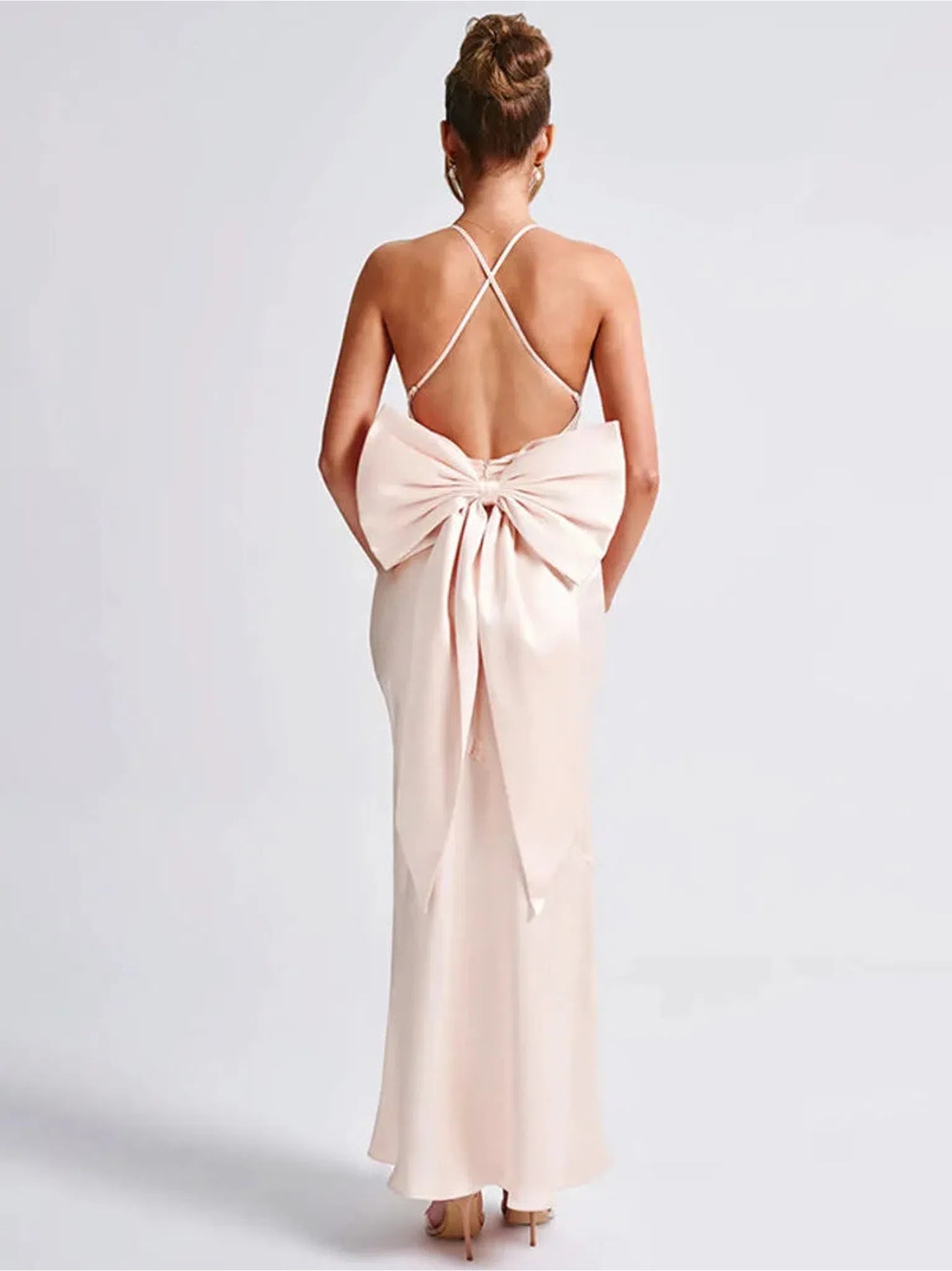 Satin Spaghetti Strap Backless Maxi Dress for Women