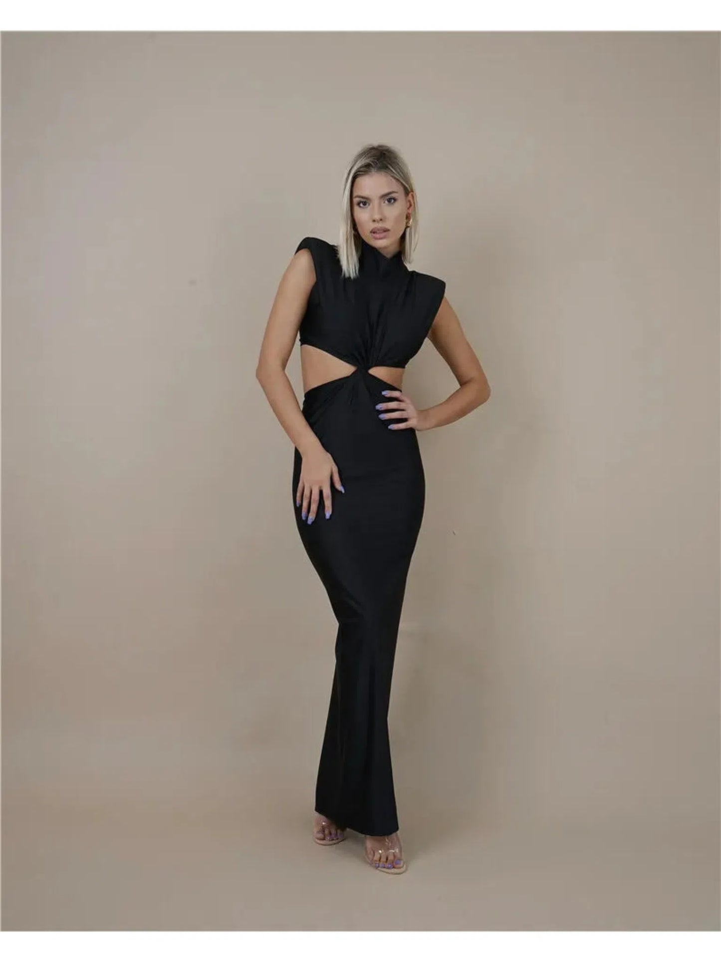 Hollow Out Turtleneck Sexy Maxi Dress for Women