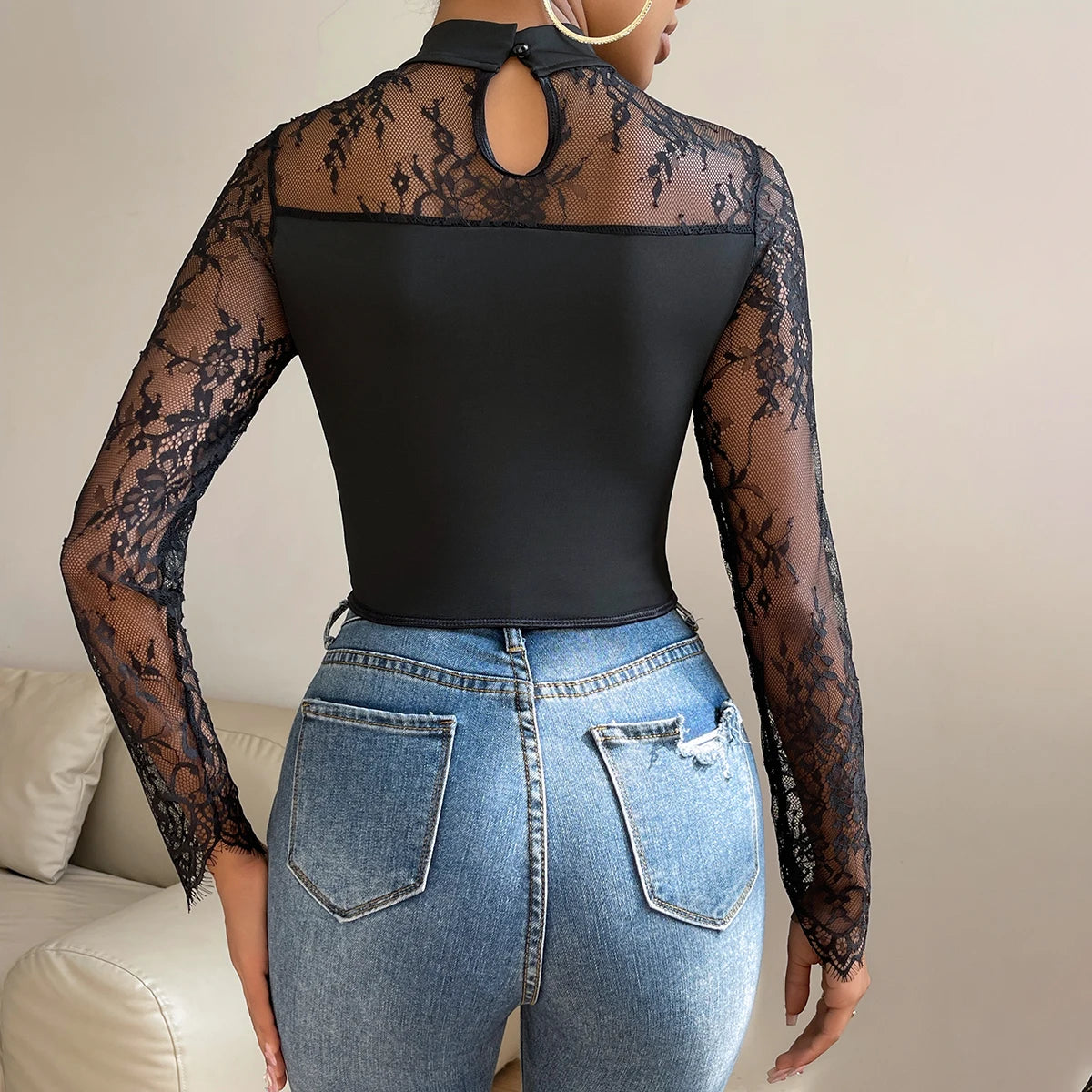 Y2K Lace Embroidery Backless Crop Top