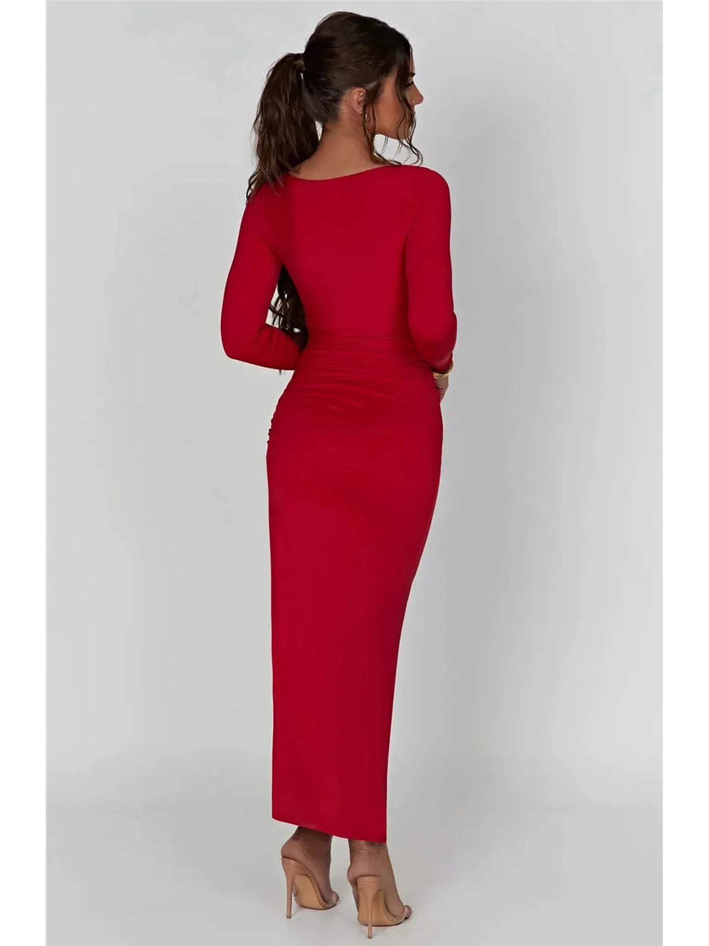 Ruched High Split Maxi Dress for Women