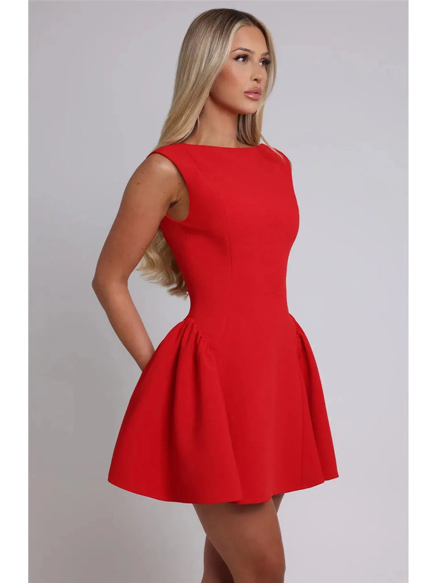 Backless High Waist A-Line Mini Dress For Women