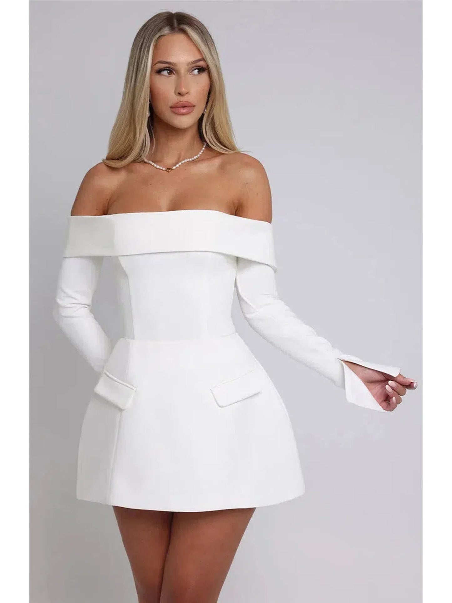 Off-Shoulder A-Line Mini Dress