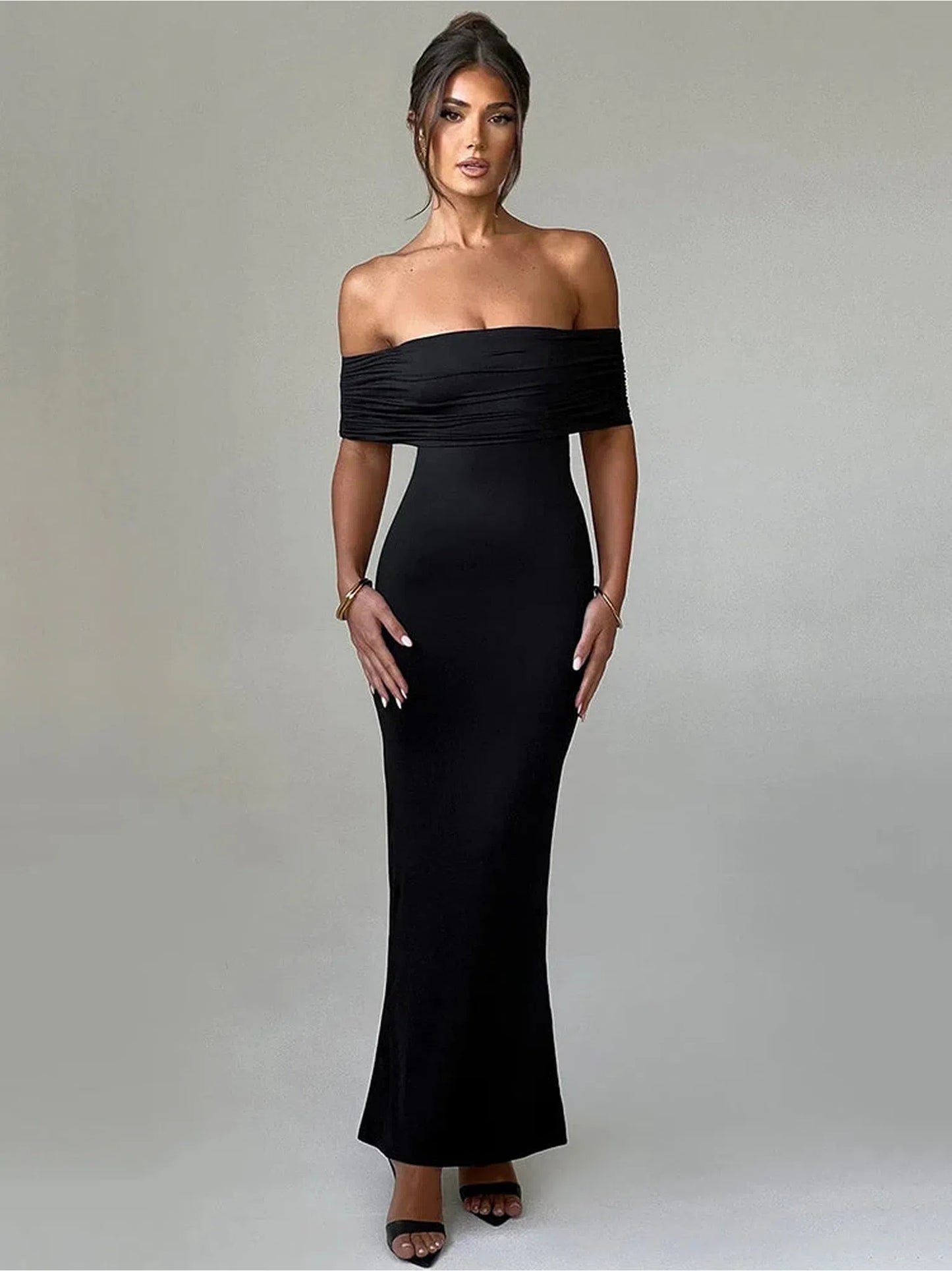 Strapless Backless Sexy Maxi Dress for Women Black