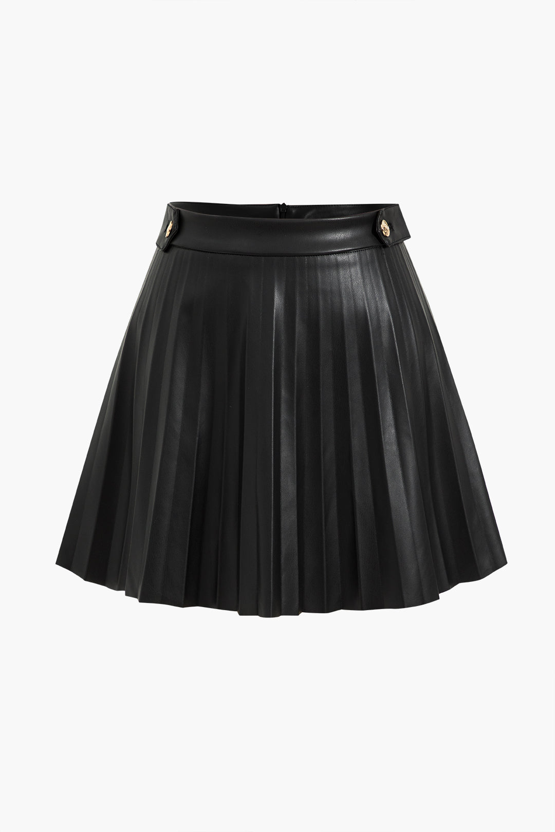 Faux Leather Pleated Skirt in Fitted Style