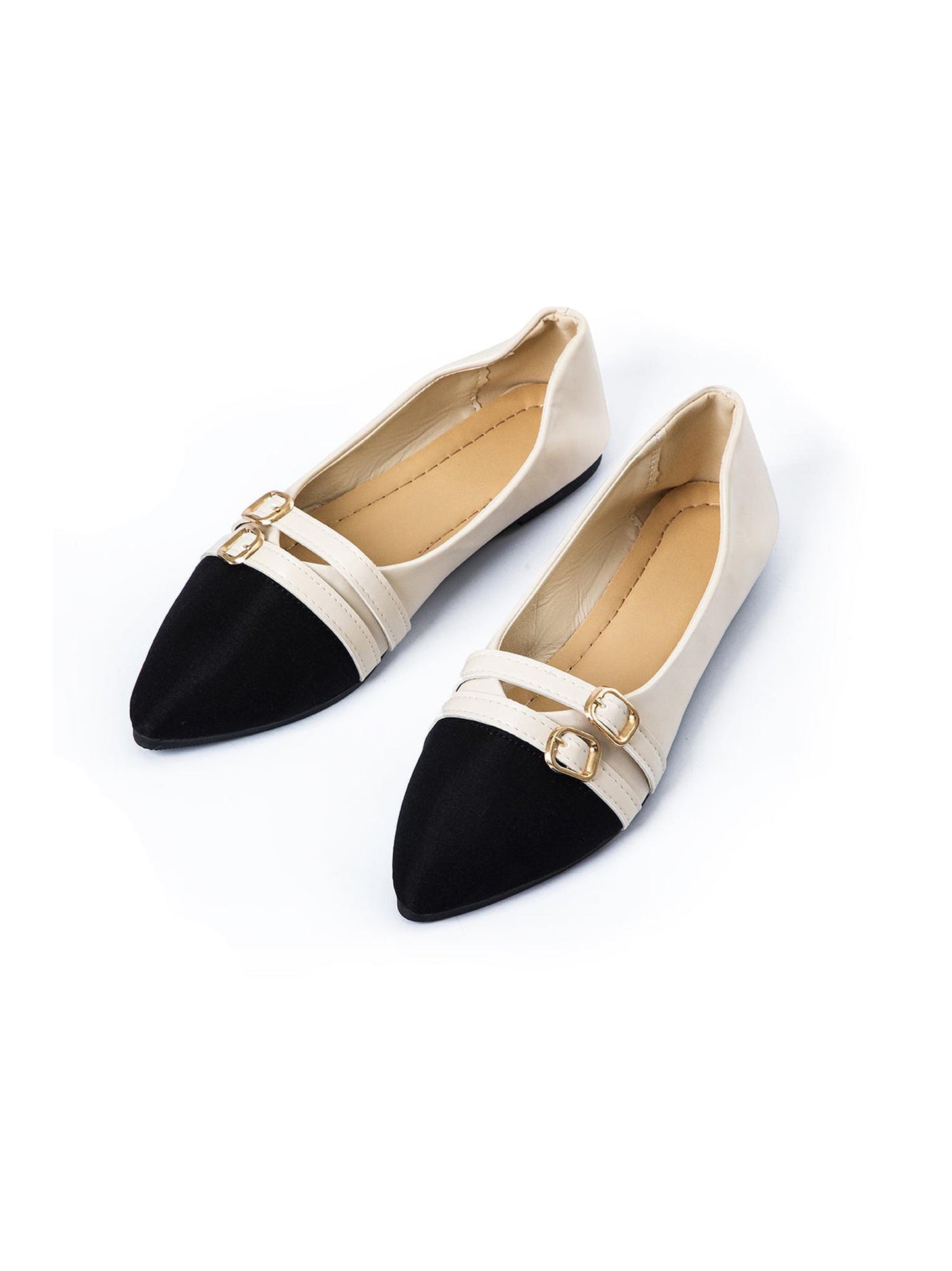 Faux Leather Metallic Patchwork Pointed Flats