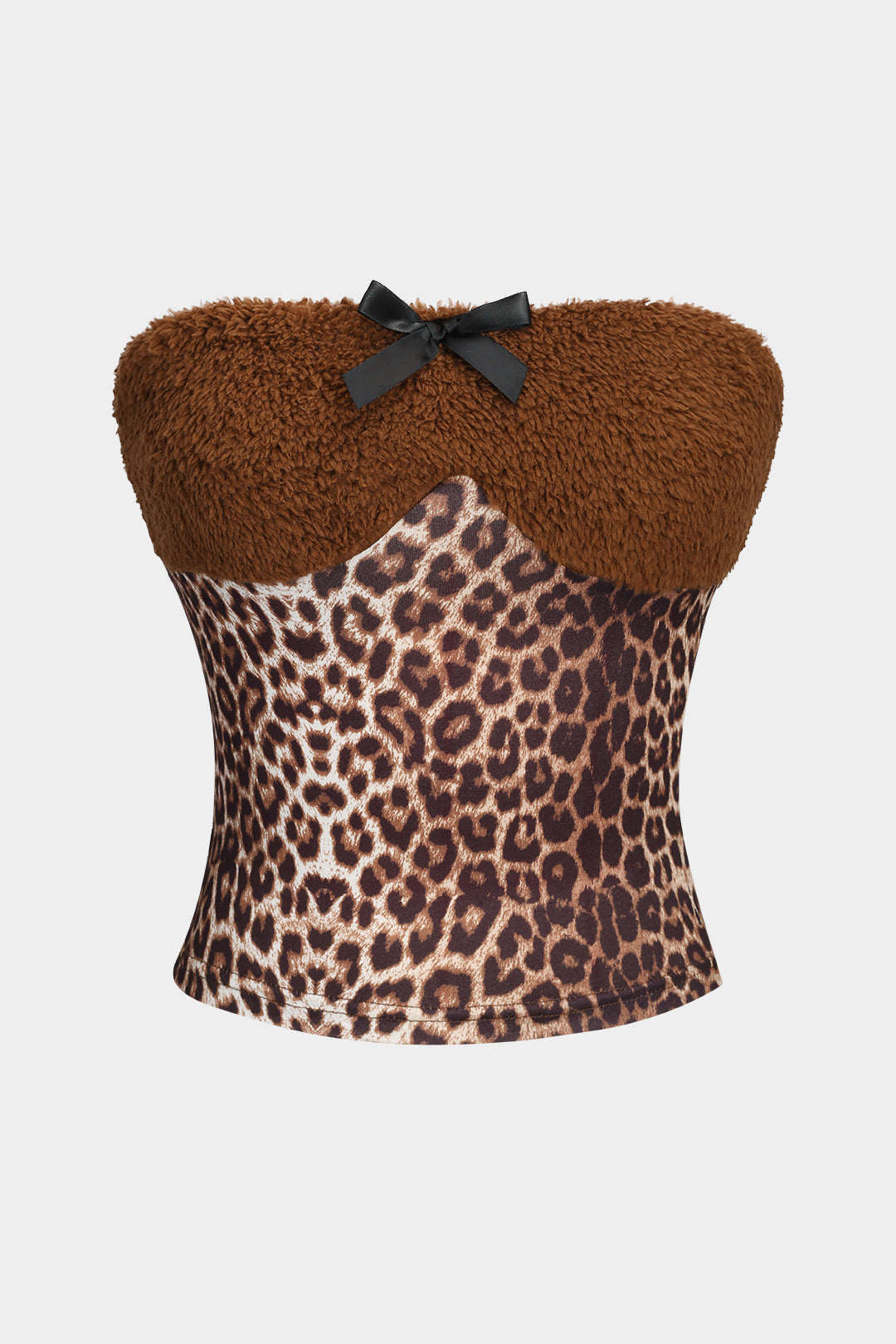 Leopard Print Patchwork Fitted Tube Top