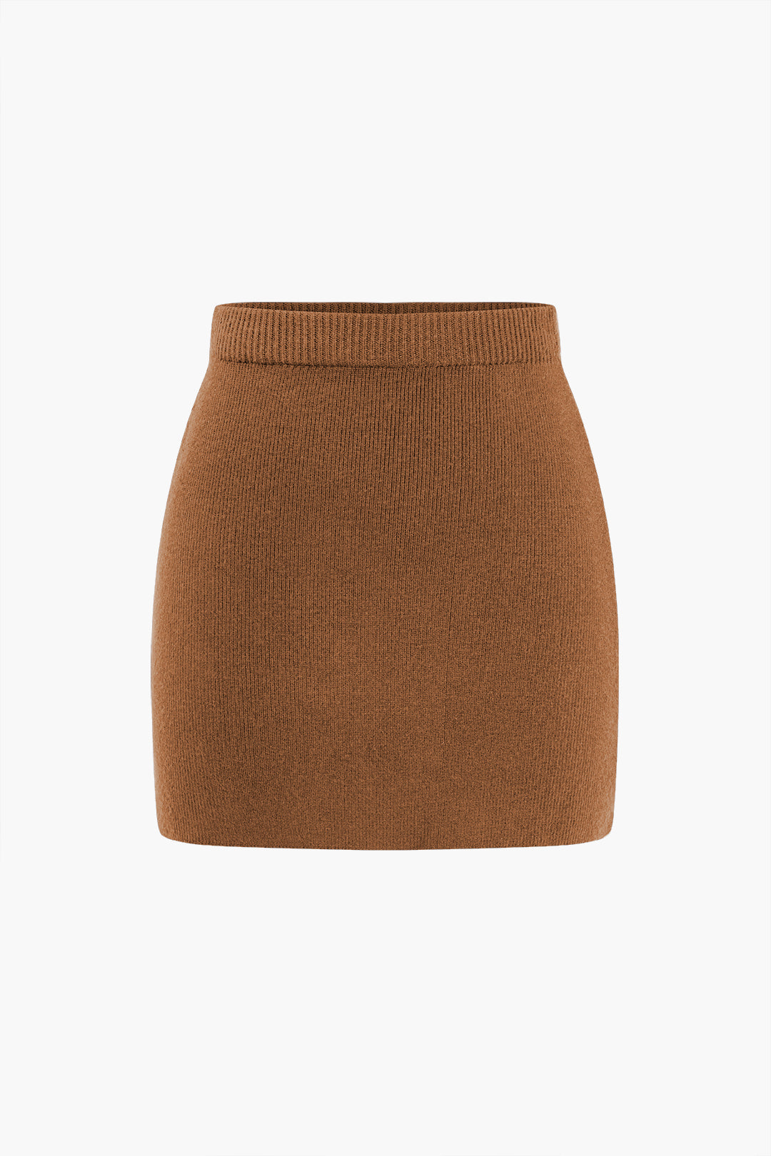 Basic Solid Knit Mini Skirt in Fitted Style