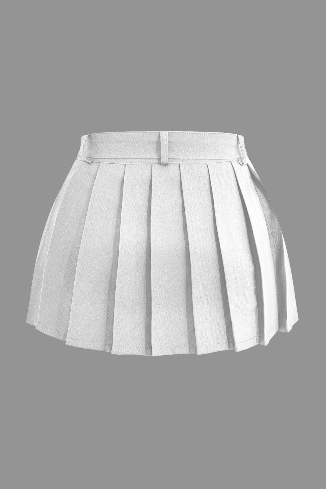 Buckle Layered Pleated Mini Skirt