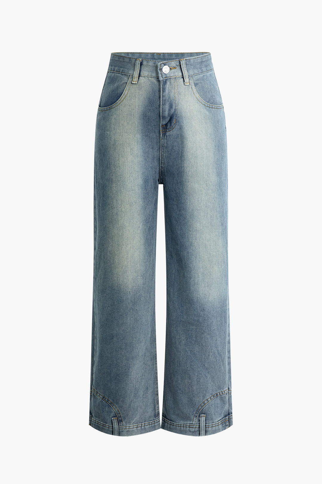 Faded Wide Leg Denim Jeans for Casual Style