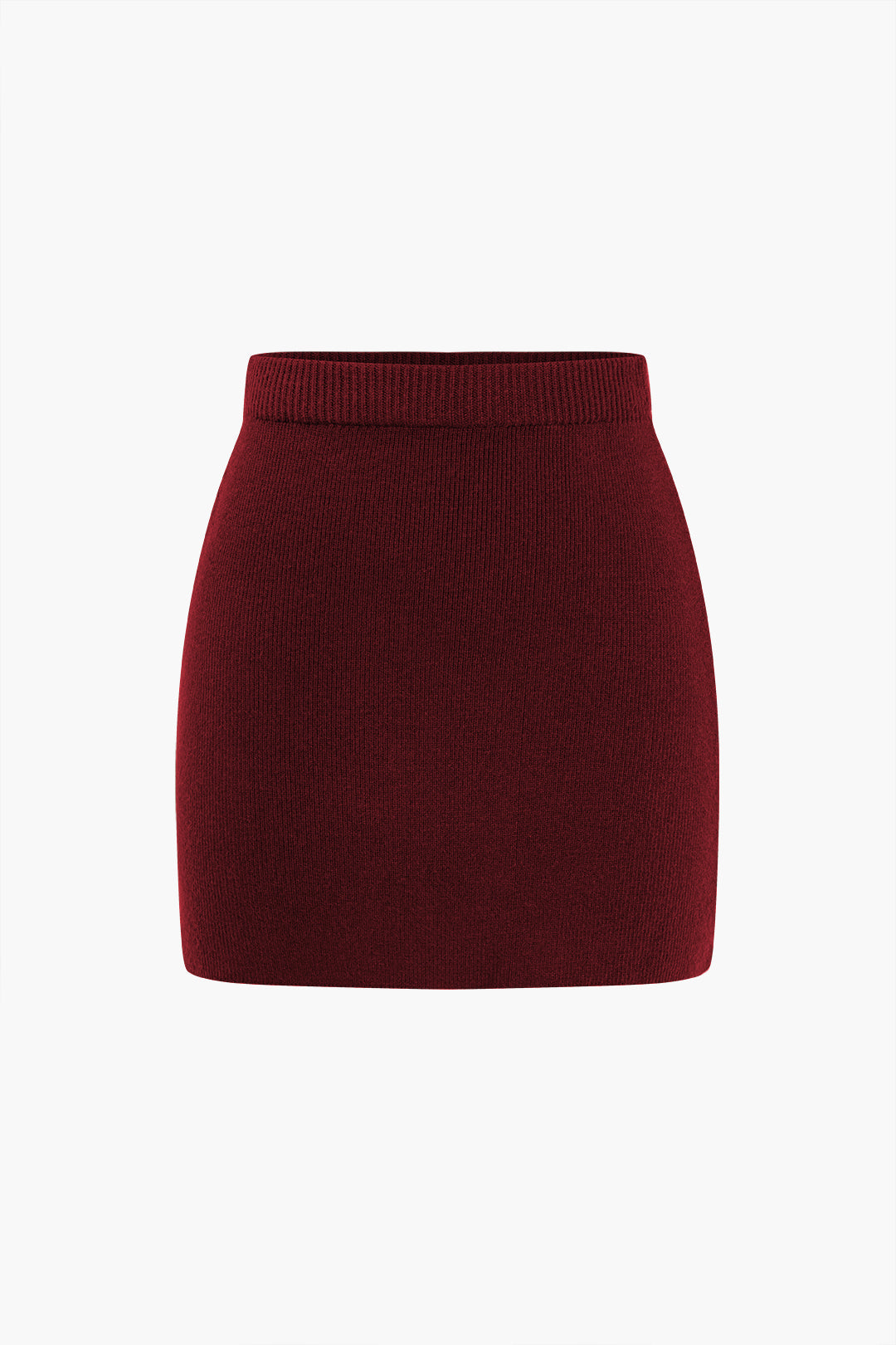 Basic Solid Knit Mini Skirt in Fitted Style