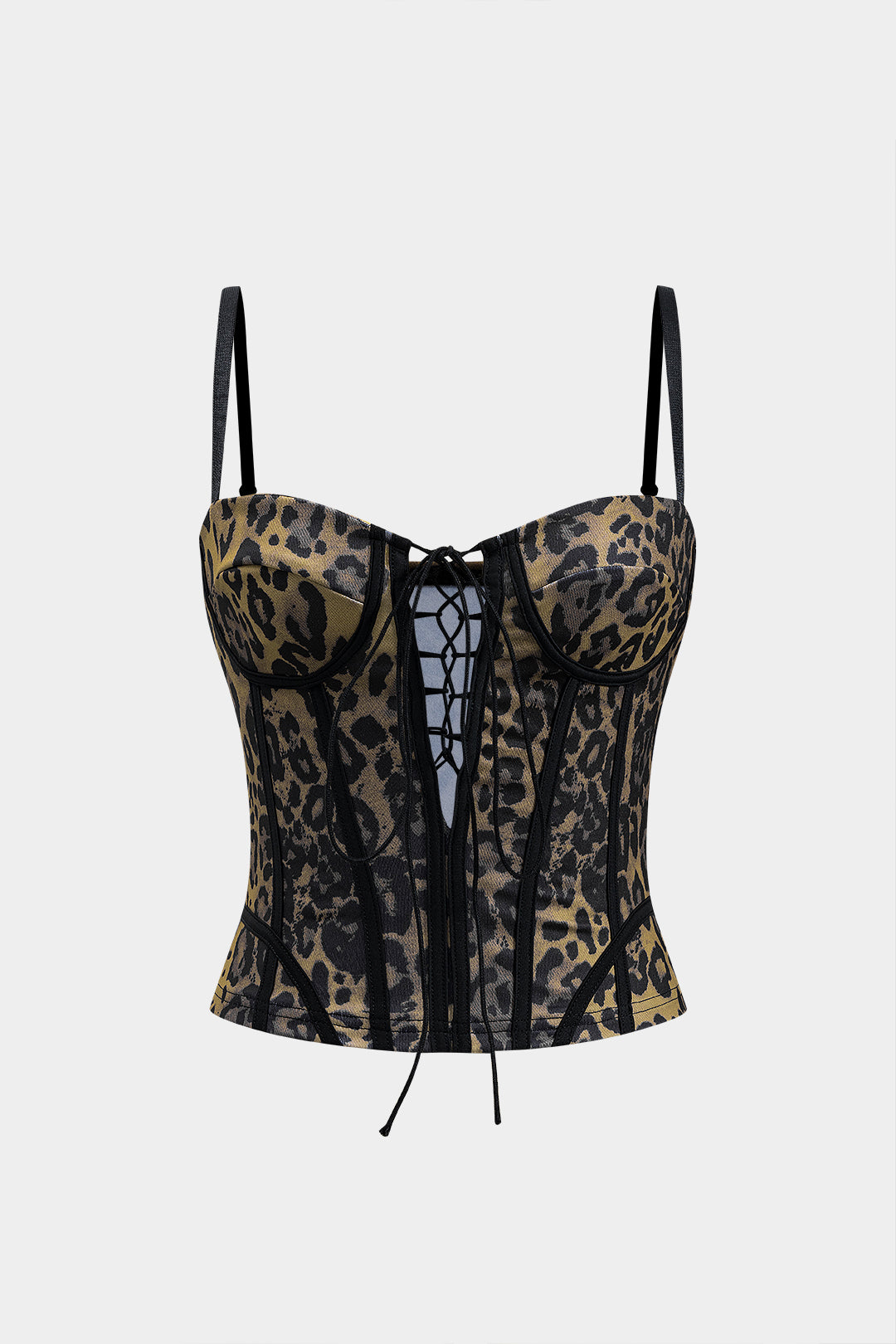 Leopard Print Cut Out Tie Front Cami Top