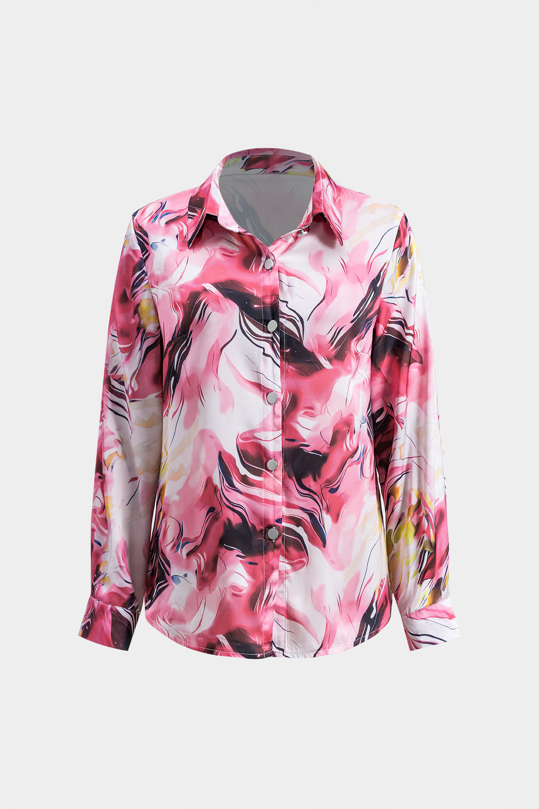 Abstract Print Button Long-Sleeve Casual Shirt