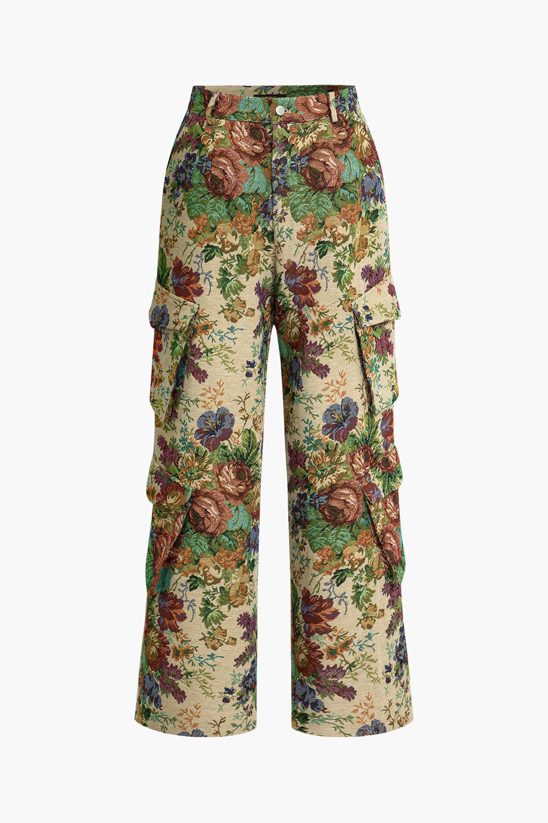 Floral Pattern Jacquard Pocket Trousers