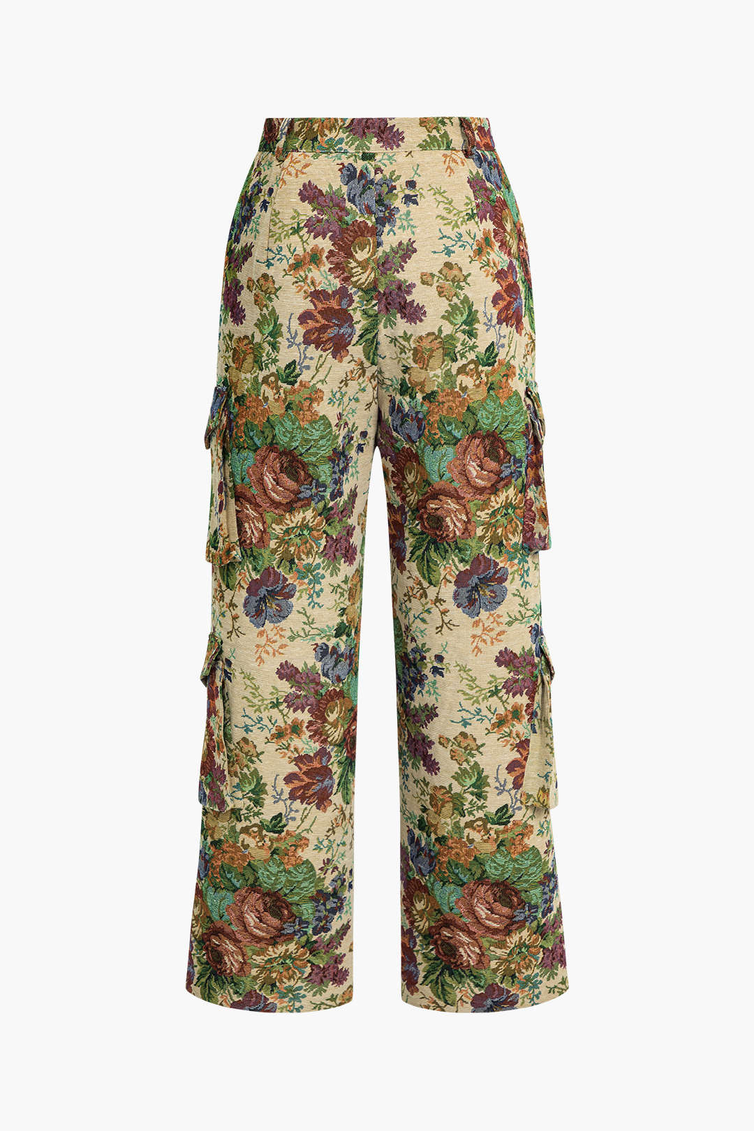 Floral Pattern Jacquard Pocket Trousers