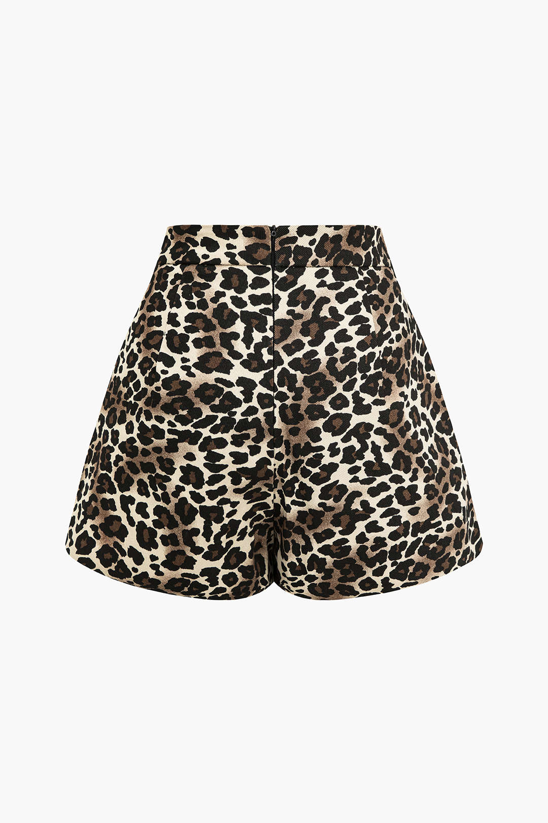 Leopard Print Denim Zipper High Waist Shorts