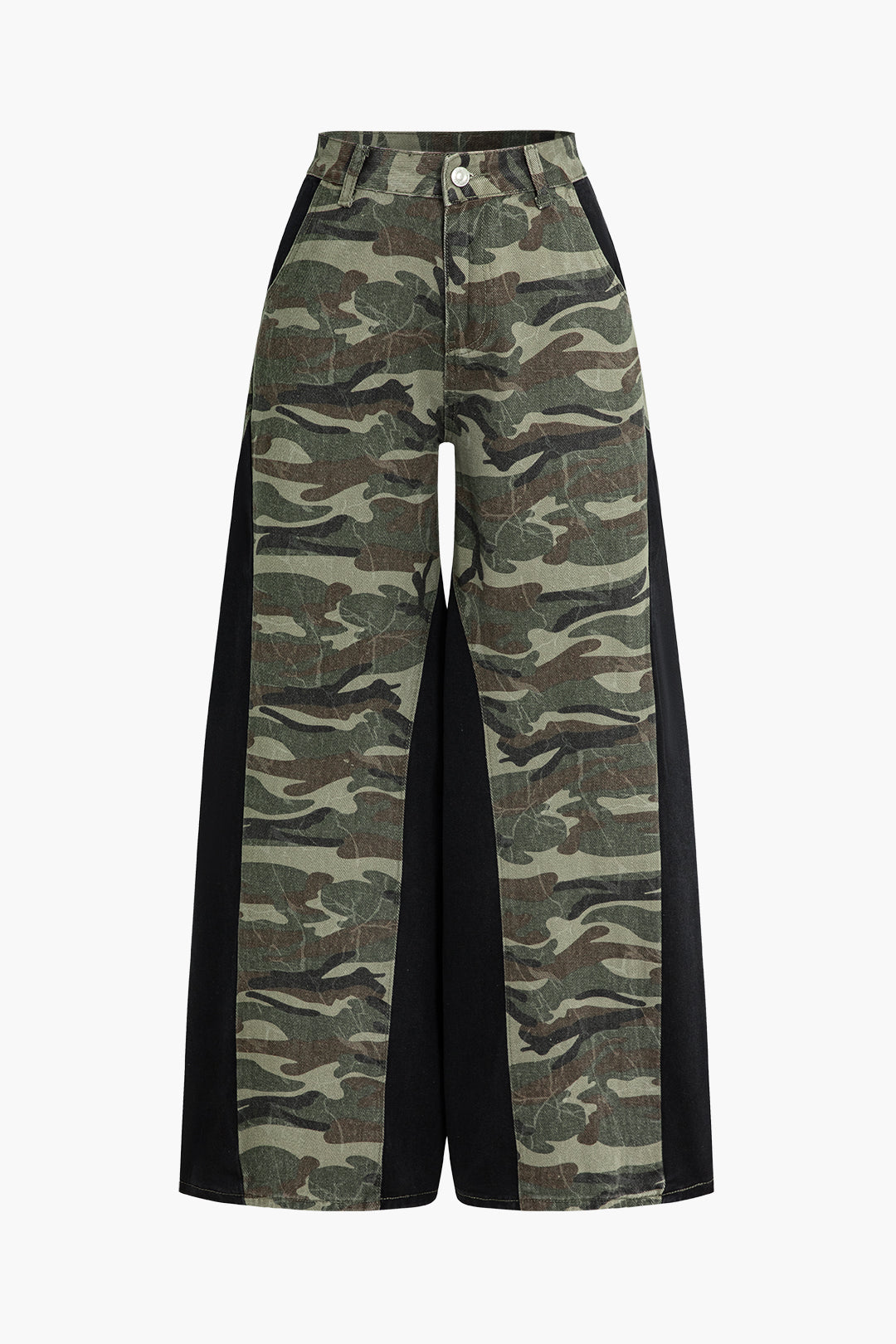 Color Block Camo Print Patchwork Trousers