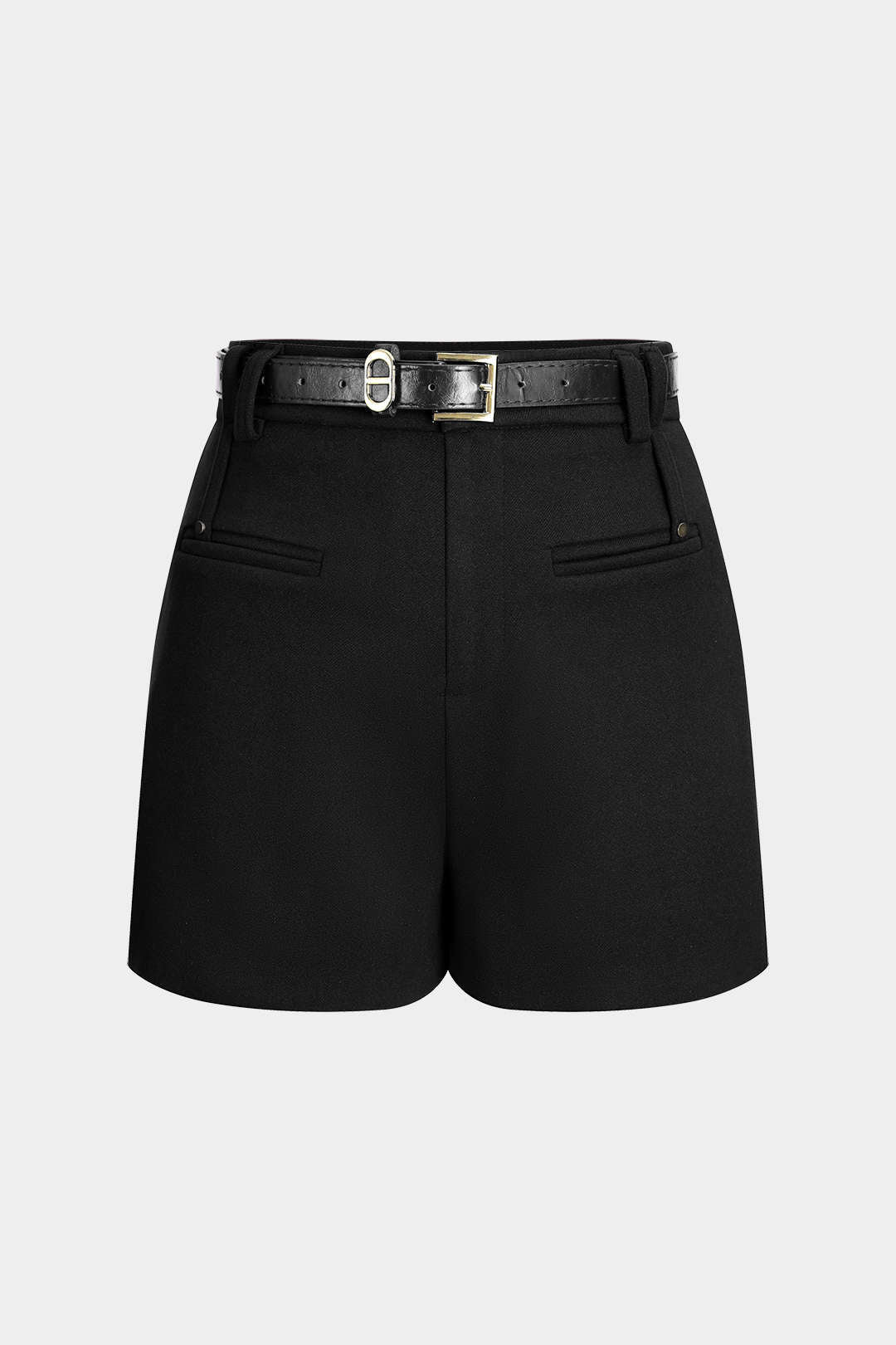 High Waist Belted Twill Shorts