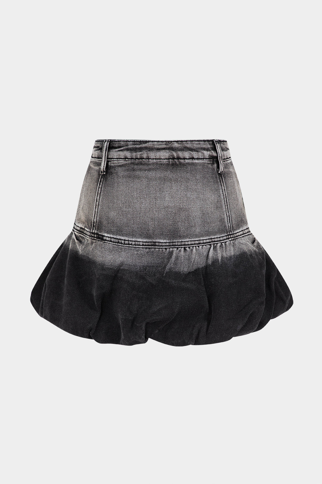 Denim Pocket Button Puff Skirt in Casual Style