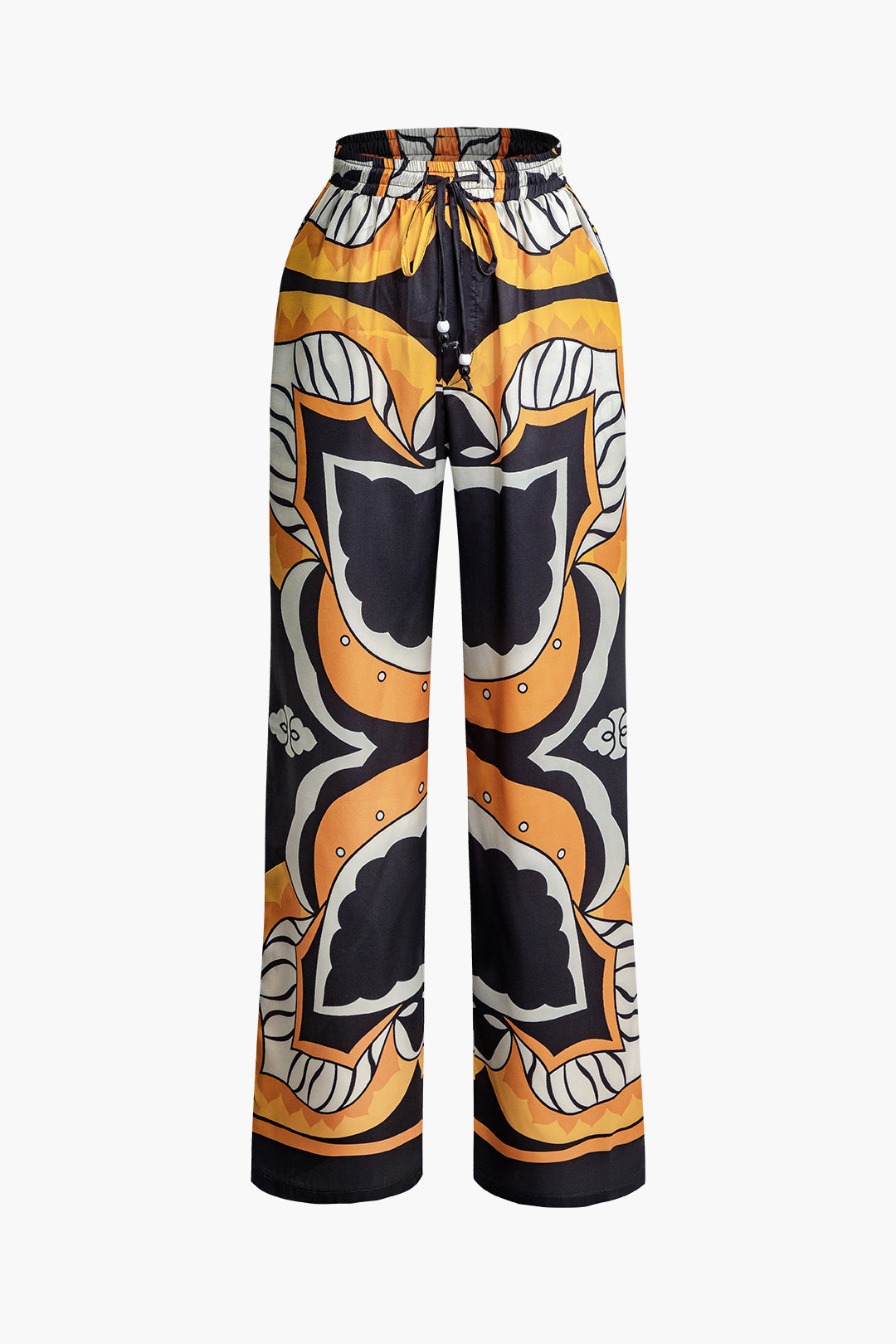 Printed Drawstring Waist Straight Leg Pants