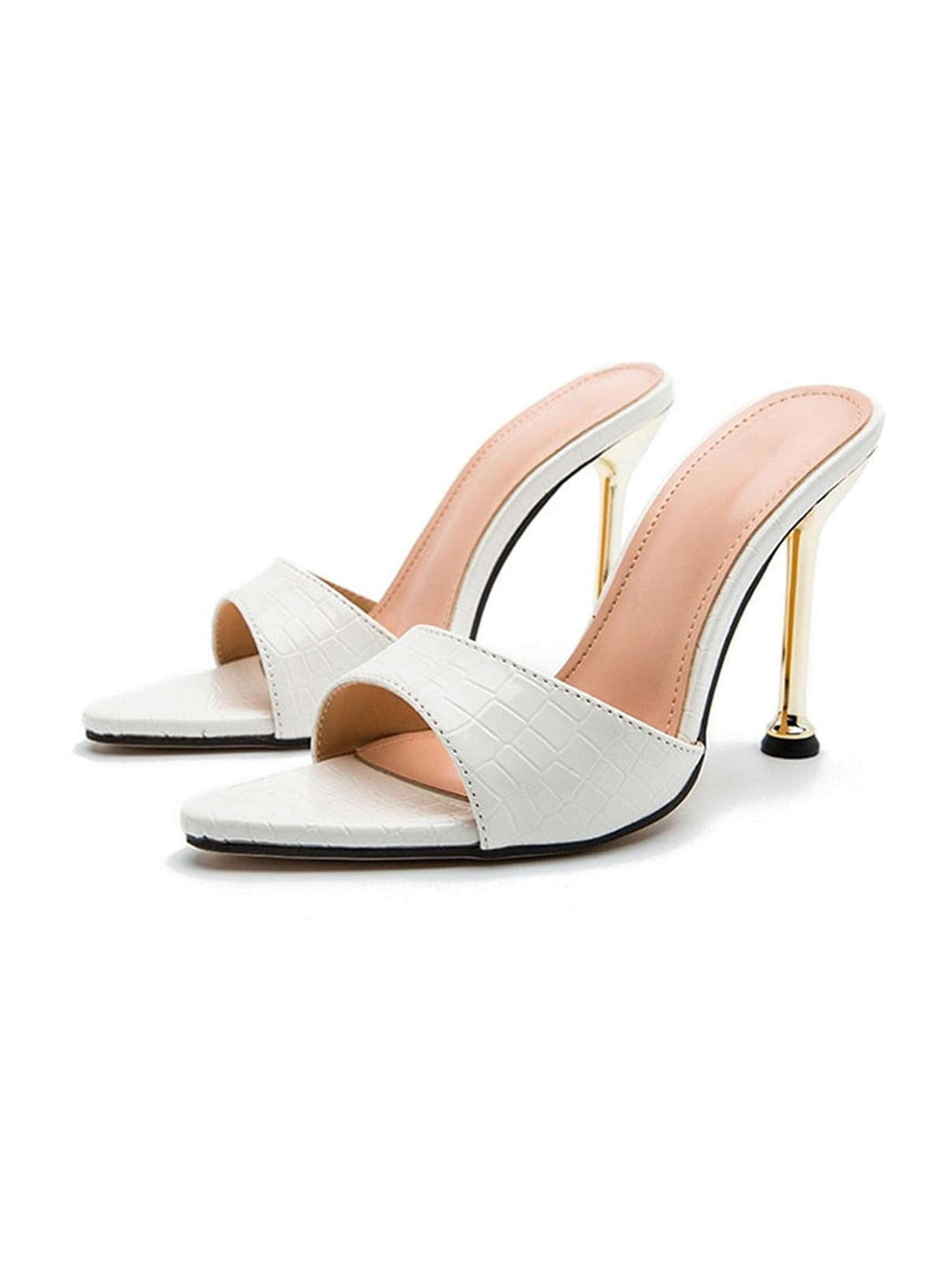 Open Pointed Toe Ankle-Strap High-Heeled Sandals