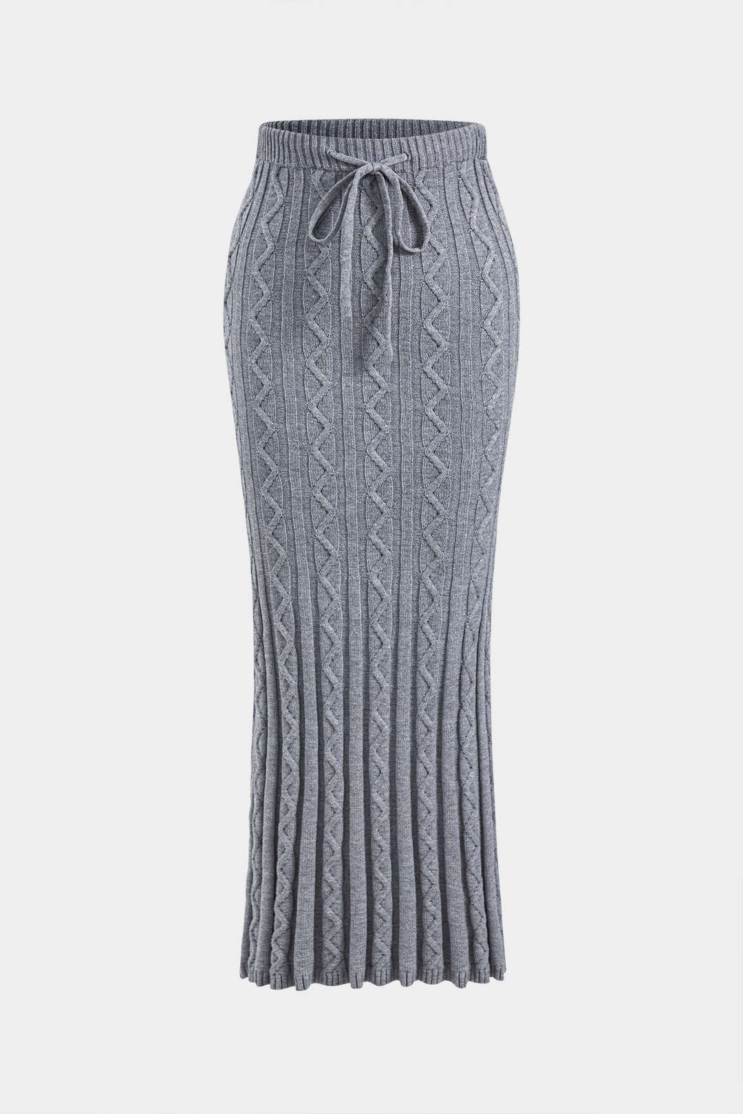 Knit Drawstring Tie-Up Skirt with High Stretch Fit